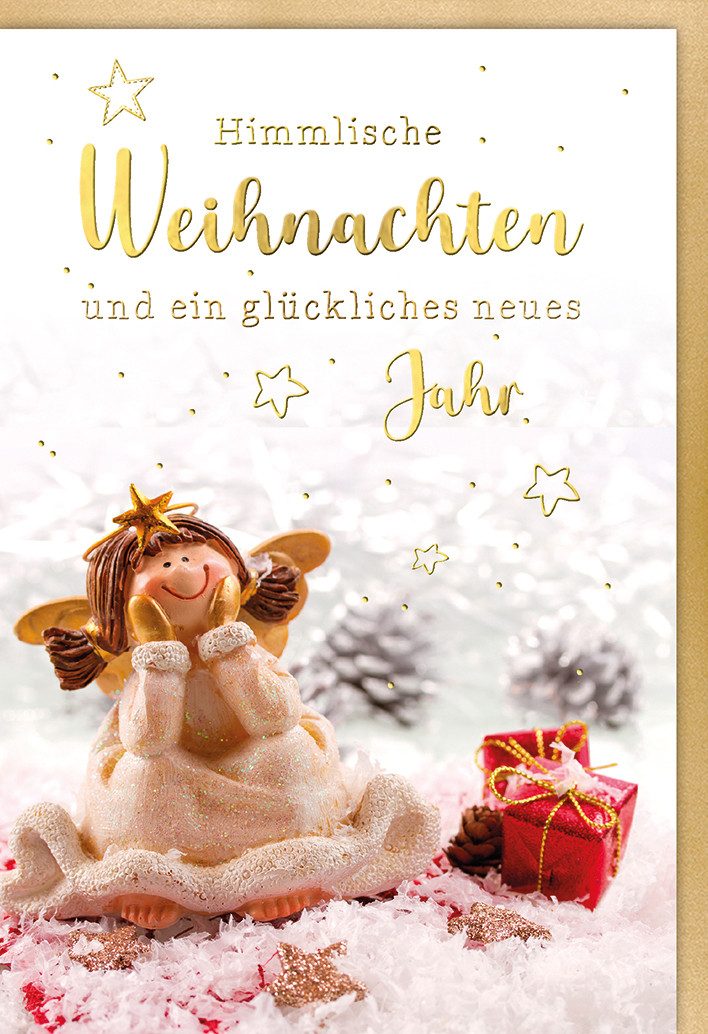 Grußkarten Weihnachten - Karte mit Umschlag - Himmlische Weihnachten lachender En
