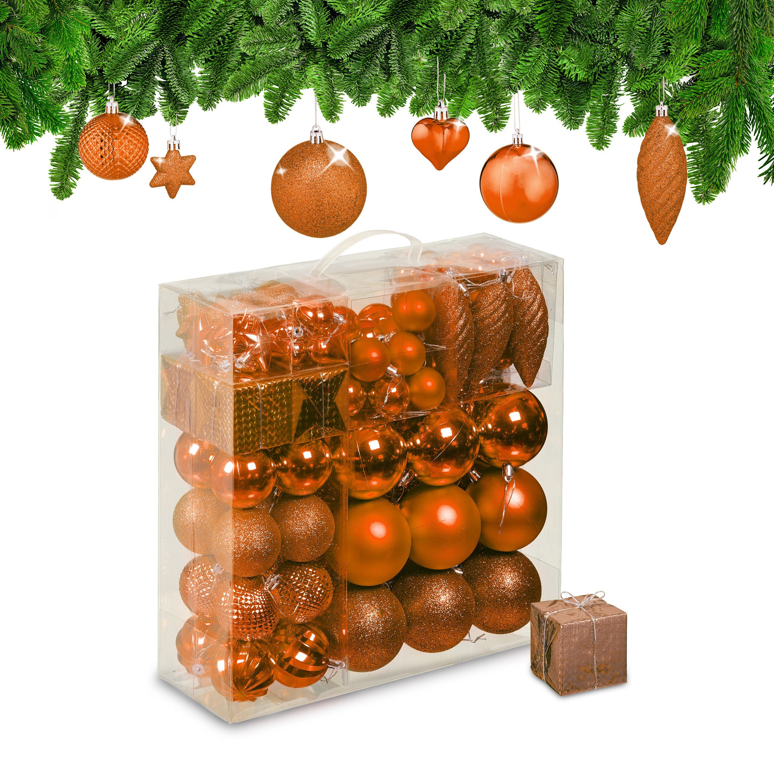 relaxdays Weihnachtsbaumkugel Новогодние шары im 110er Set, orange
