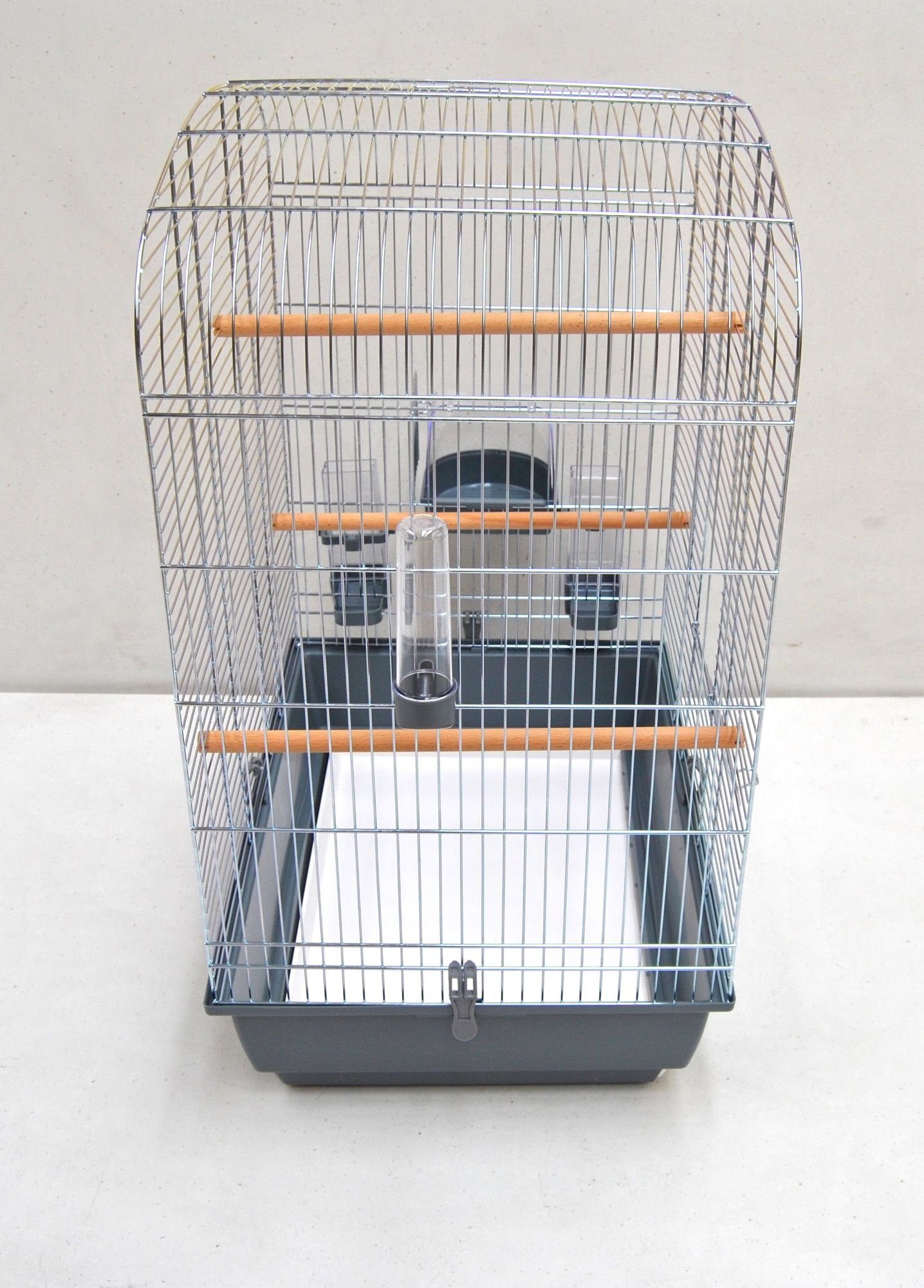 Ollesch Vogelkäfig Vogelkäfig Elena Chrom grau Vogelheim mit Zubehör