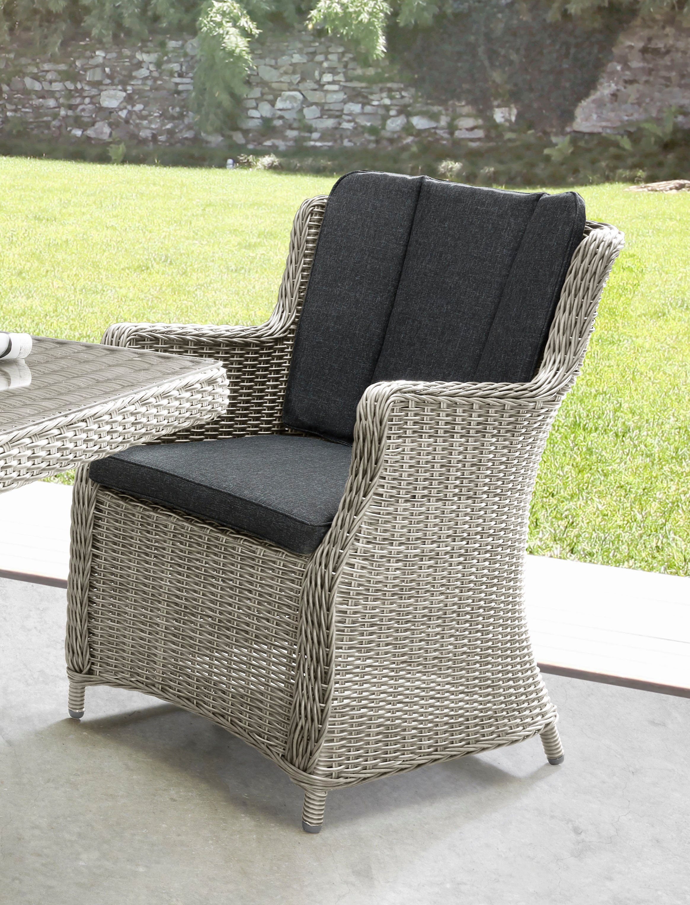 Destiny Garten-Essgruppe LUNA, (13-tlg., 4x Sessel, 1x Tisch, inkl. Auflagen), Aluminium, Polyrattan