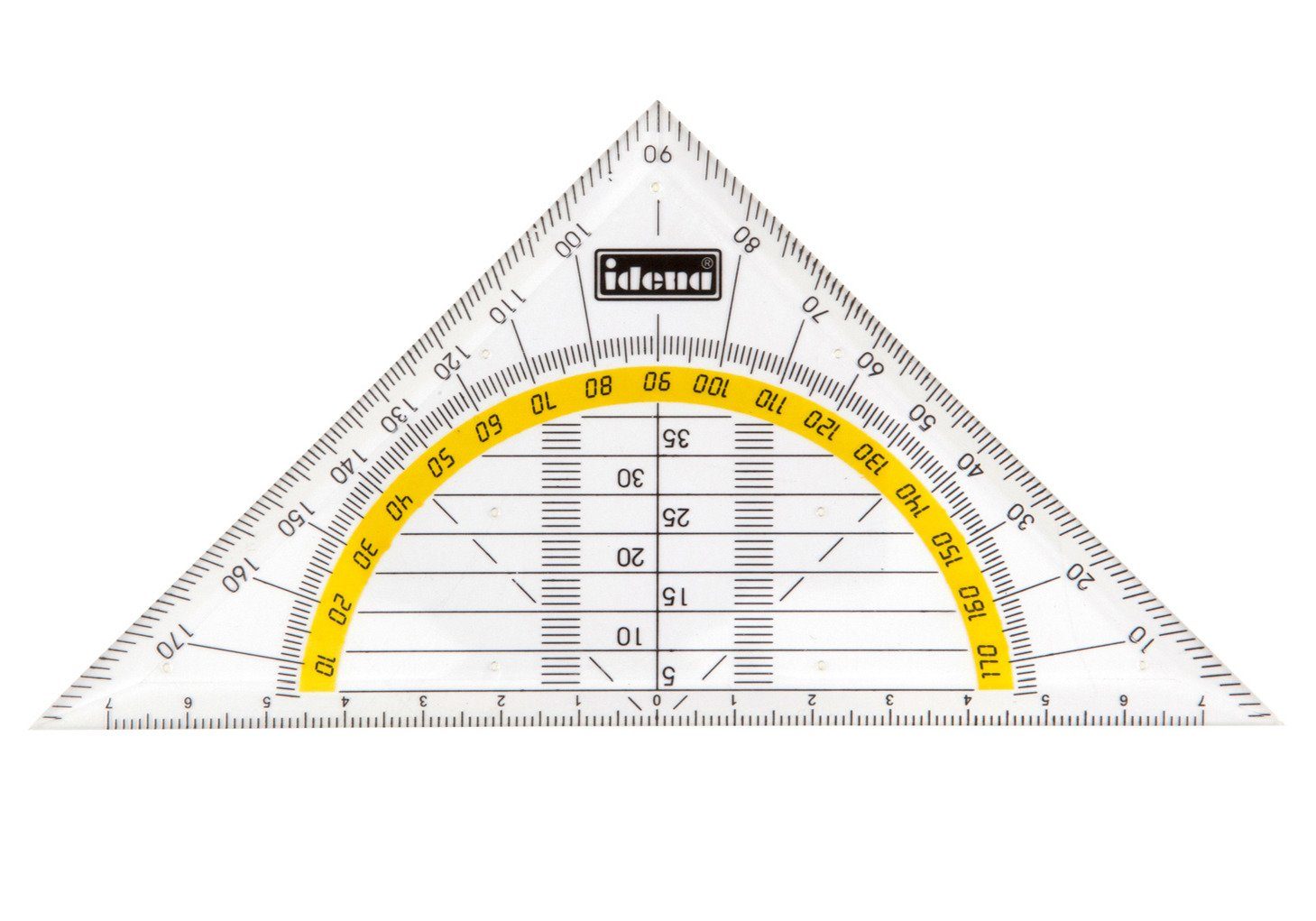Idena Geodreieck Idena 602035 - Geometrie-Dreieck aus Kunststoff mit Lineal und Winkelm