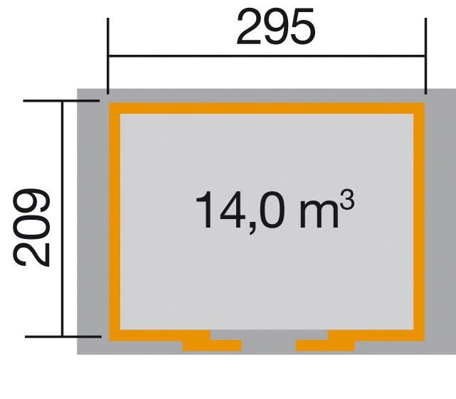 Sockelmaß 295 cm, x BxT: 344x241 209 Gartenhaus cm 228, weka (BxT):