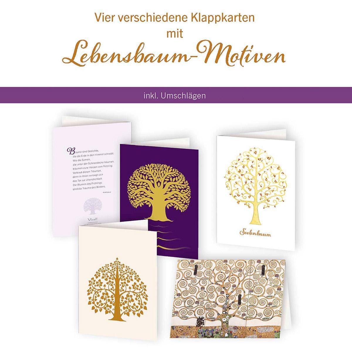 Grußkarten 4er-Set Klappkarten »Lebensbaum«