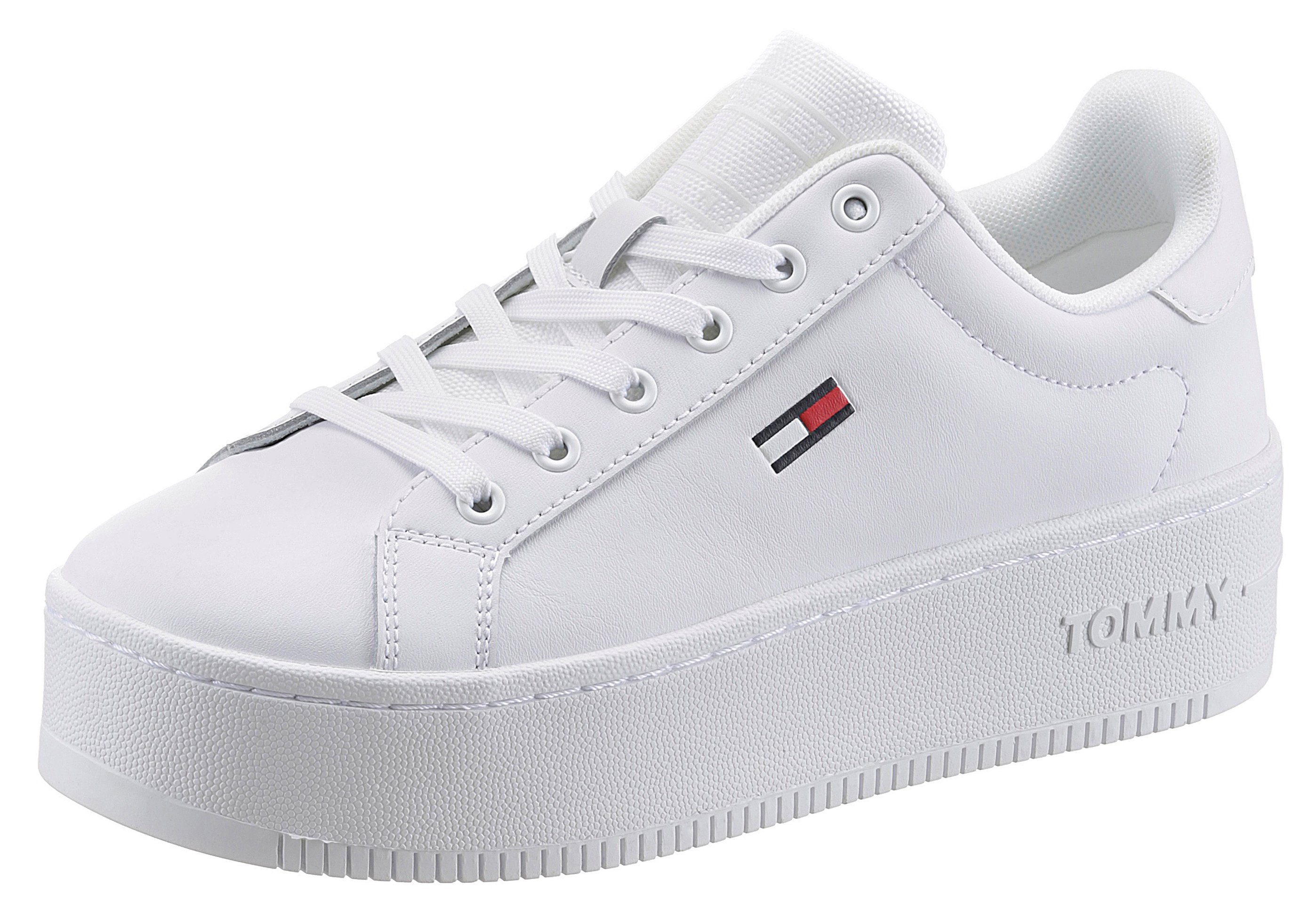 Tommy Jeans TOMMY JEANS FLATFORM ESS Plateausneaker im monochromen Look, Freizeitschuh, Halbschuh, Schnürschuh