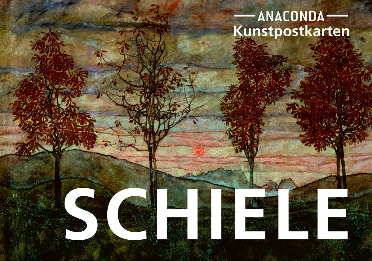 Anaconda Postkarte Postkarten-Set Egon Schiele: 18 Kunstpostkarten aus hochwertigem Ka