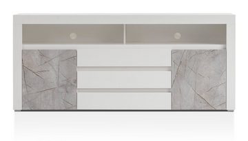 Furn.Design Sideboard Airen (Kommode in weiß oder Anthrazit, 200 x 85 cm), mit Marmor-Optik