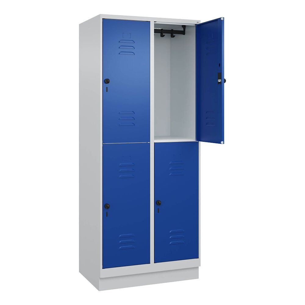 C+P Garderobenschrank Doppel-Garderobenschrank Classic Plus, Abteilbreite 40 cm, mit Sockel Sockel verzinkt, erhöhter Korrosionsschutz