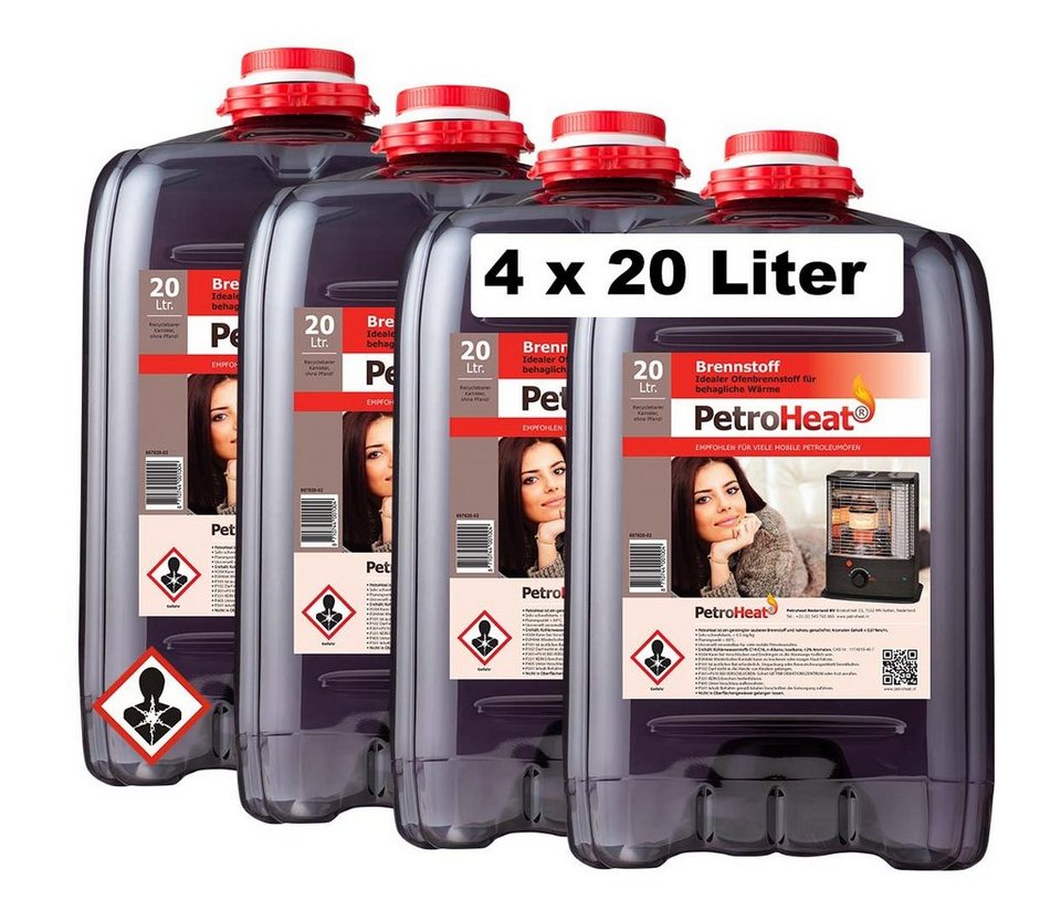 PetroHeat Petroleum 4 Kanister á 20 Liter Brennstoff für