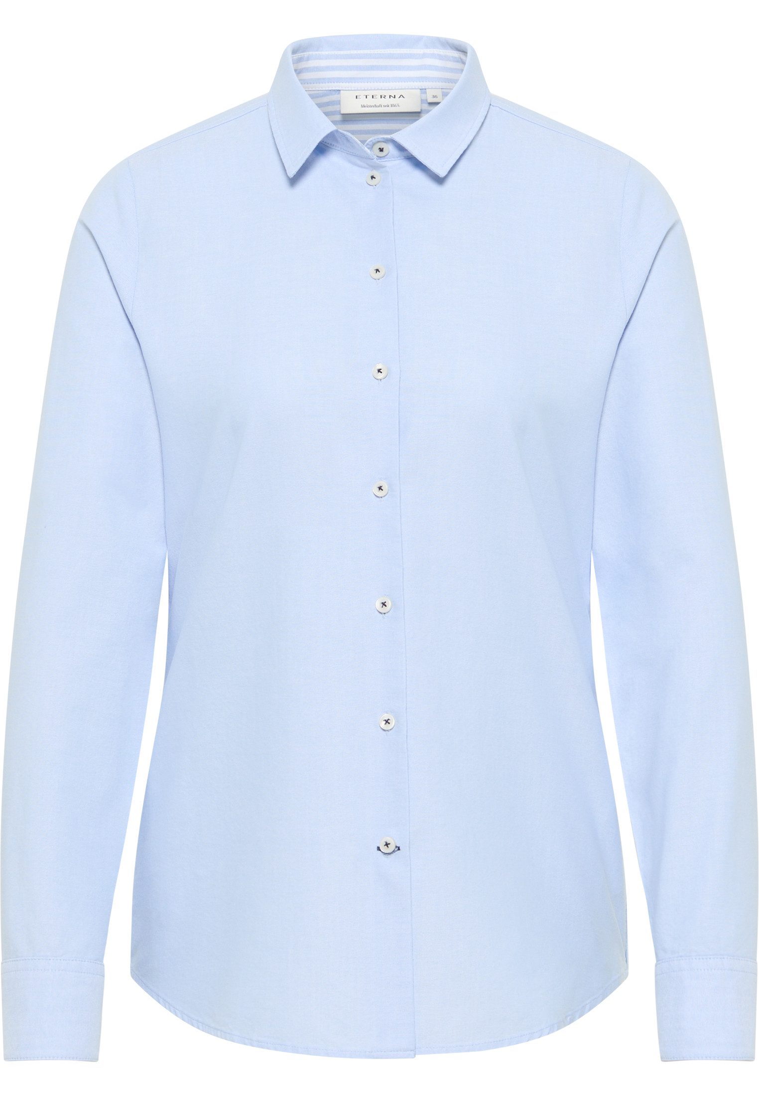 Eterna Blusentop ETERNA REGULAR FIT Langarm Bluse mittelblau 5124-12-D935