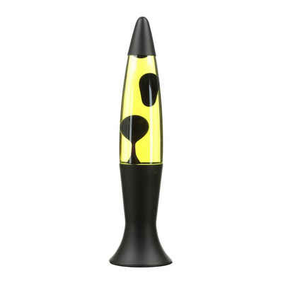 Licht-Erlebnisse Lavalampe ROXY, Schwarz matt Gelb 40 cm hoch Retro Design Tischleuchte