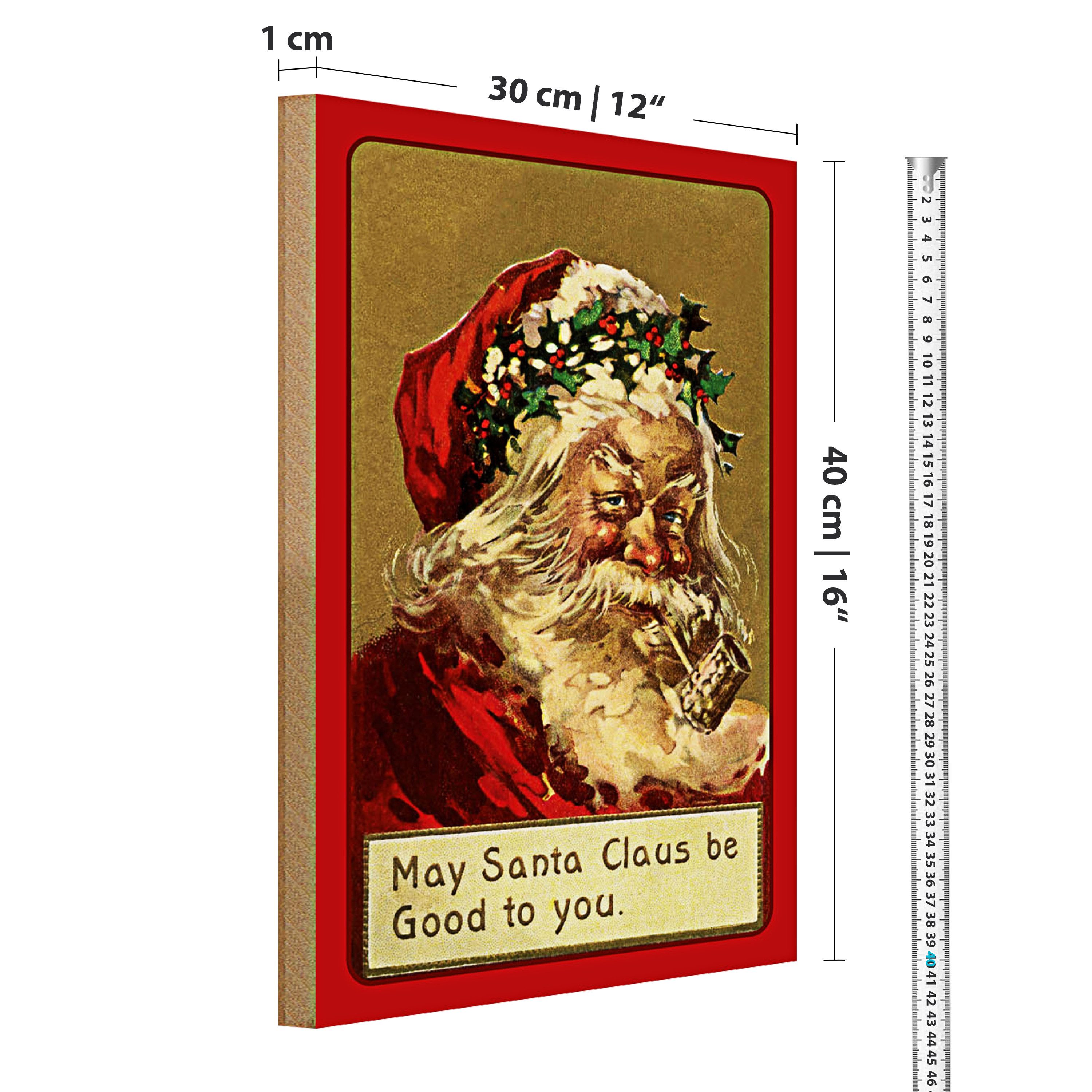Roomando Holzbild Weihnachten Christmas Santa Claus lustig 30x40cm
