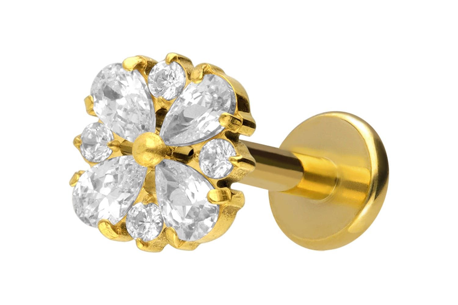 Piercing-Set Titan Labret mit Innengewinde KRISTALLORNAMENT