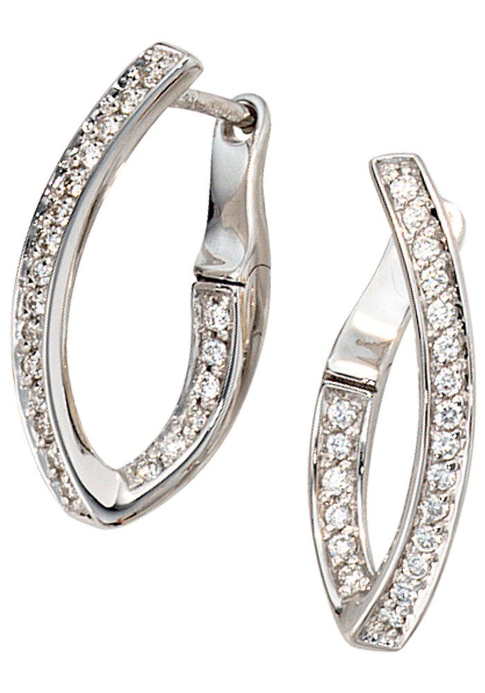 JOBO Paar Creolen, 585 Weißgold mit 42 ...