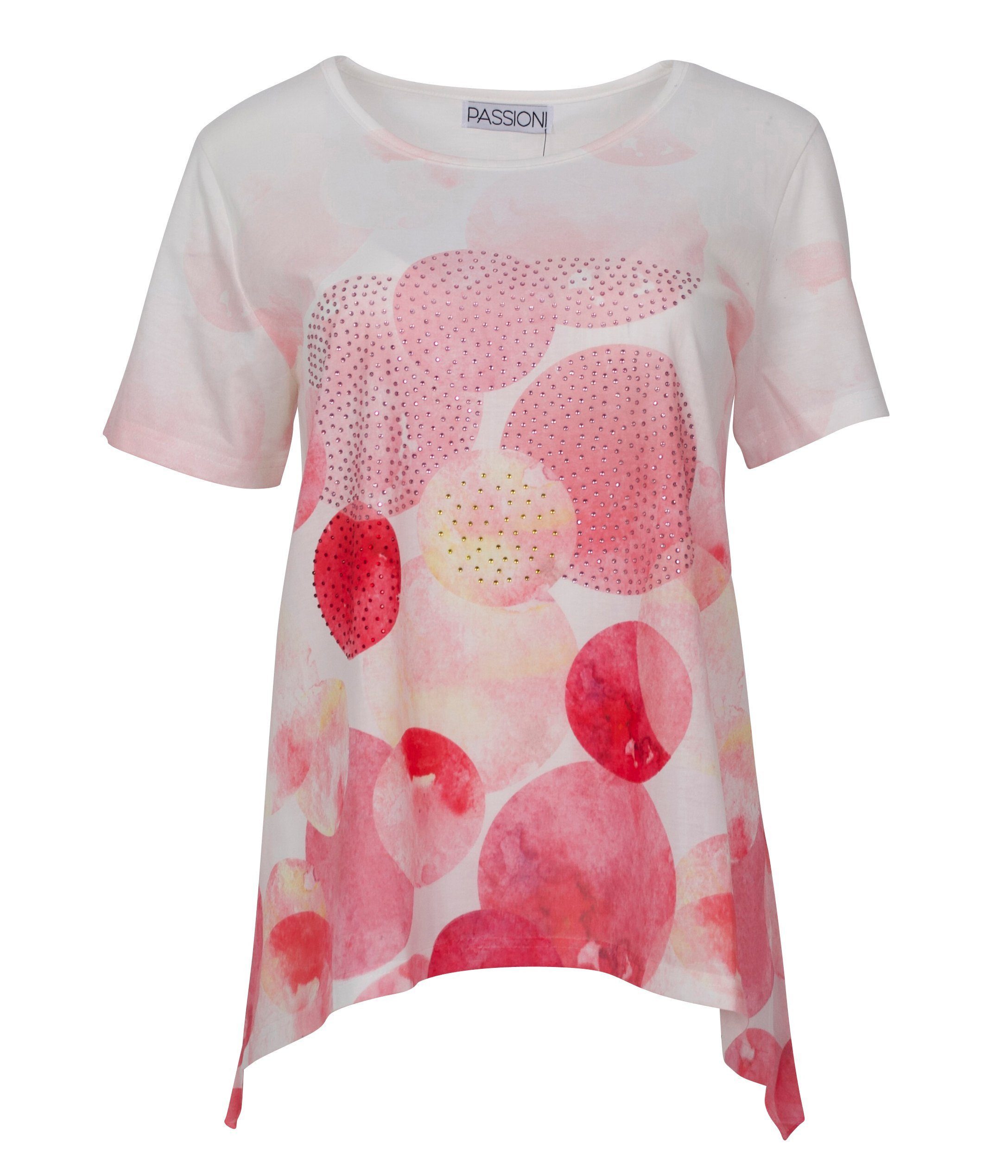 Passioni T-Shirt in Rosa mit Strasssteinen und Muster