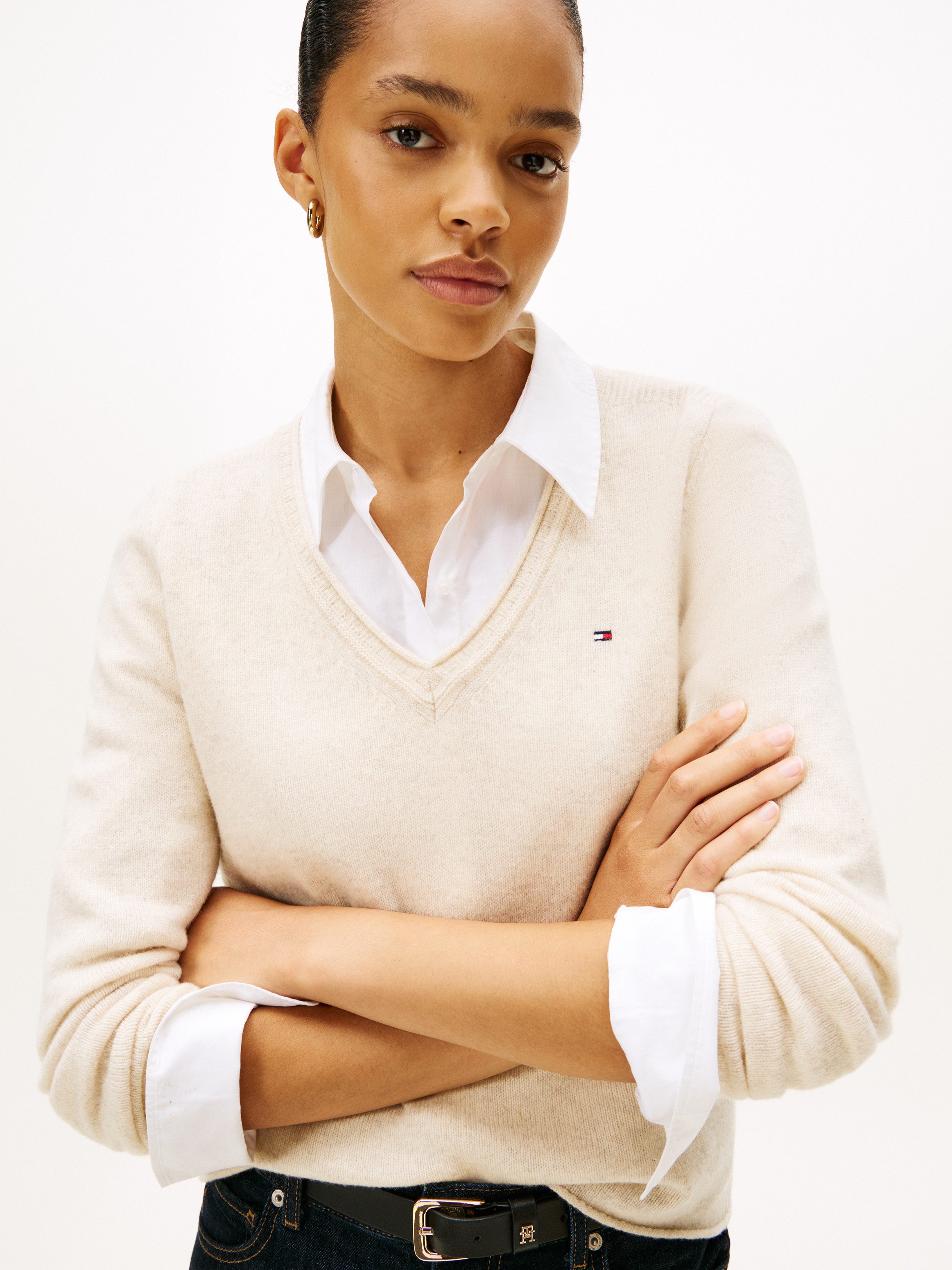 Tommy Hilfiger Strickpullover SOFT WOOL V-NK SWEATER aus reiner Wolle günstig online kaufen