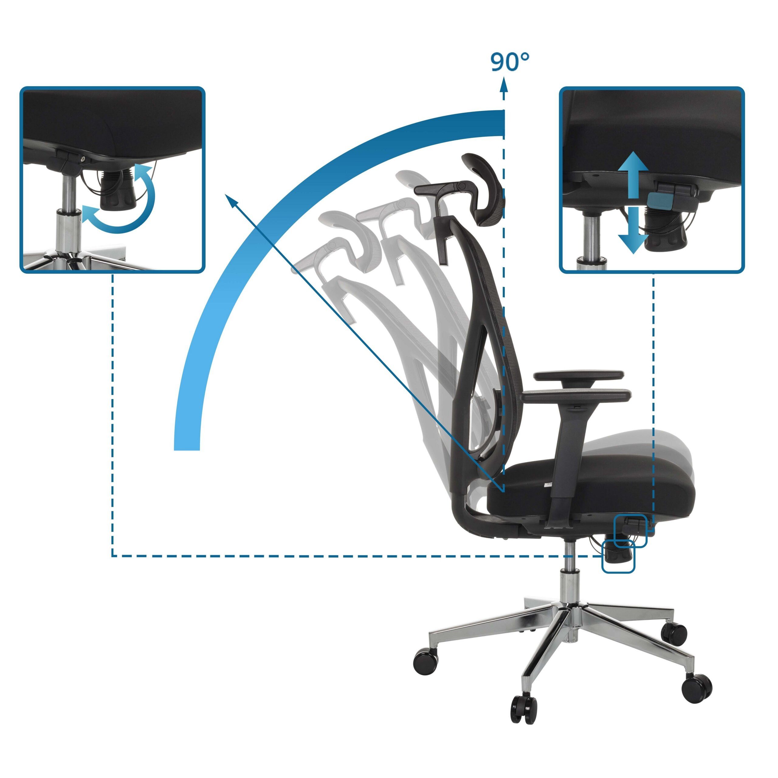 hjh OFFICE Drehstuhl Profi Bürostuhl Raloo Pro Stoff / Netzstoff (1 St), Ergonomischer Chefsessel, Schreibtischstuhl höhenverstellbar