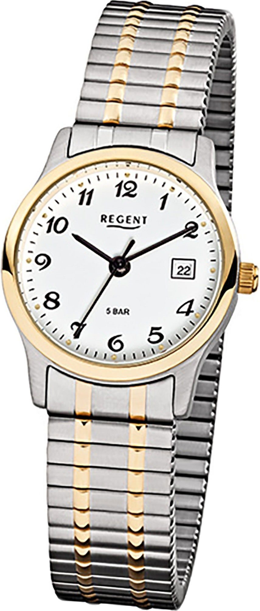 Damen-Herren Geh Regent Uhr Edelstahl, ionenplattiert Quarzuhr goldarmband, Damen, Stahl mit rundes Regent Herrenuhr F-887,