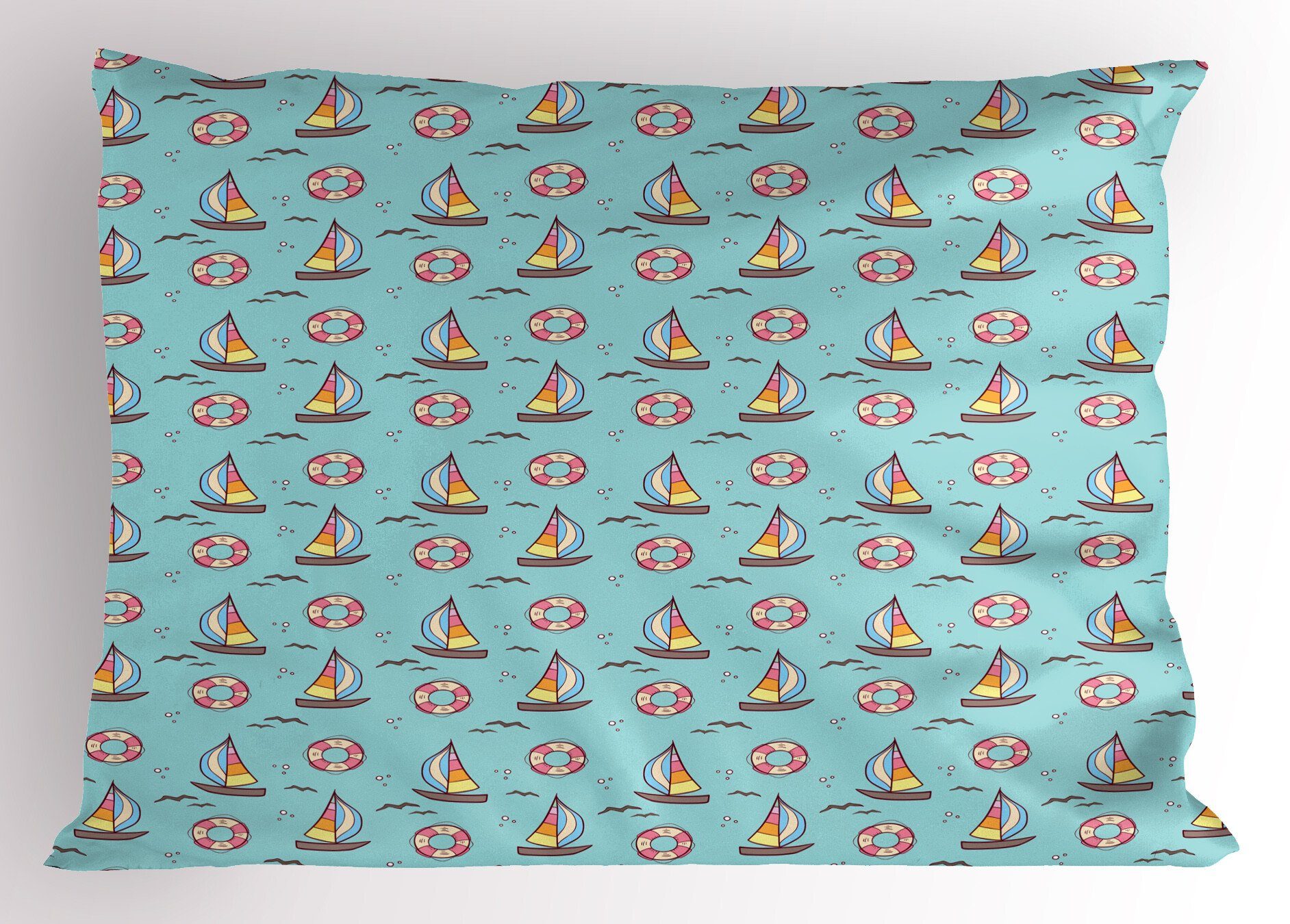 Segel Vögel Segeln Abakuhaus Size Seafoam Gedruckter (1 Kissenbezüge Kissenbezug, Dekorativer Standard Stück), King