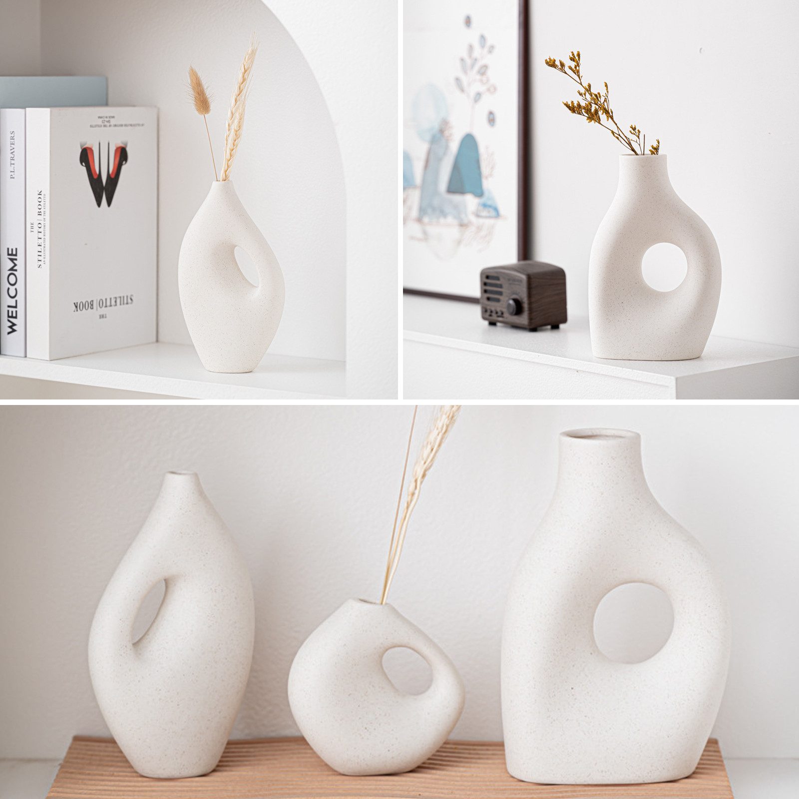 TWSOUL Dekovase 3St Matte Vase, Keramikvase, günstig online kaufen