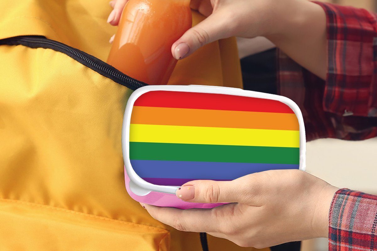 rosa Kunststoff Snackbox, Brotdose Mädchen, - für MuchoWow Brotbox Stolzflagge Liebe, (2-tlg), - Erwachsene, Kunststoff, Regenbogenflagge Lunchbox Kinder,