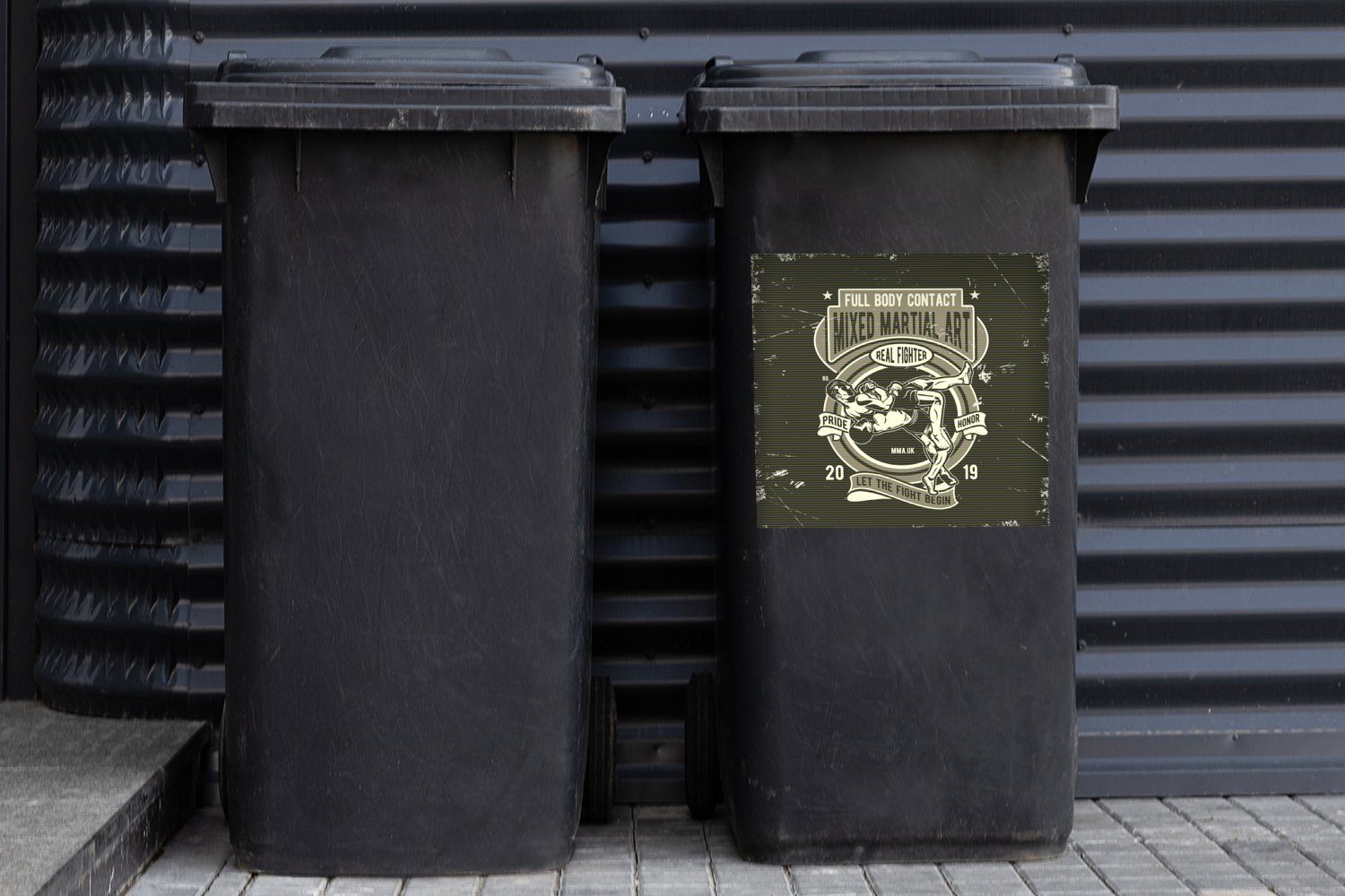 Mülleimer-aufkleber, - Vintage Container, (1 Mülltonne, Abfalbehälter Wandsticker Sport Kampfsport St), - - MuchoWow Sticker, Mancave