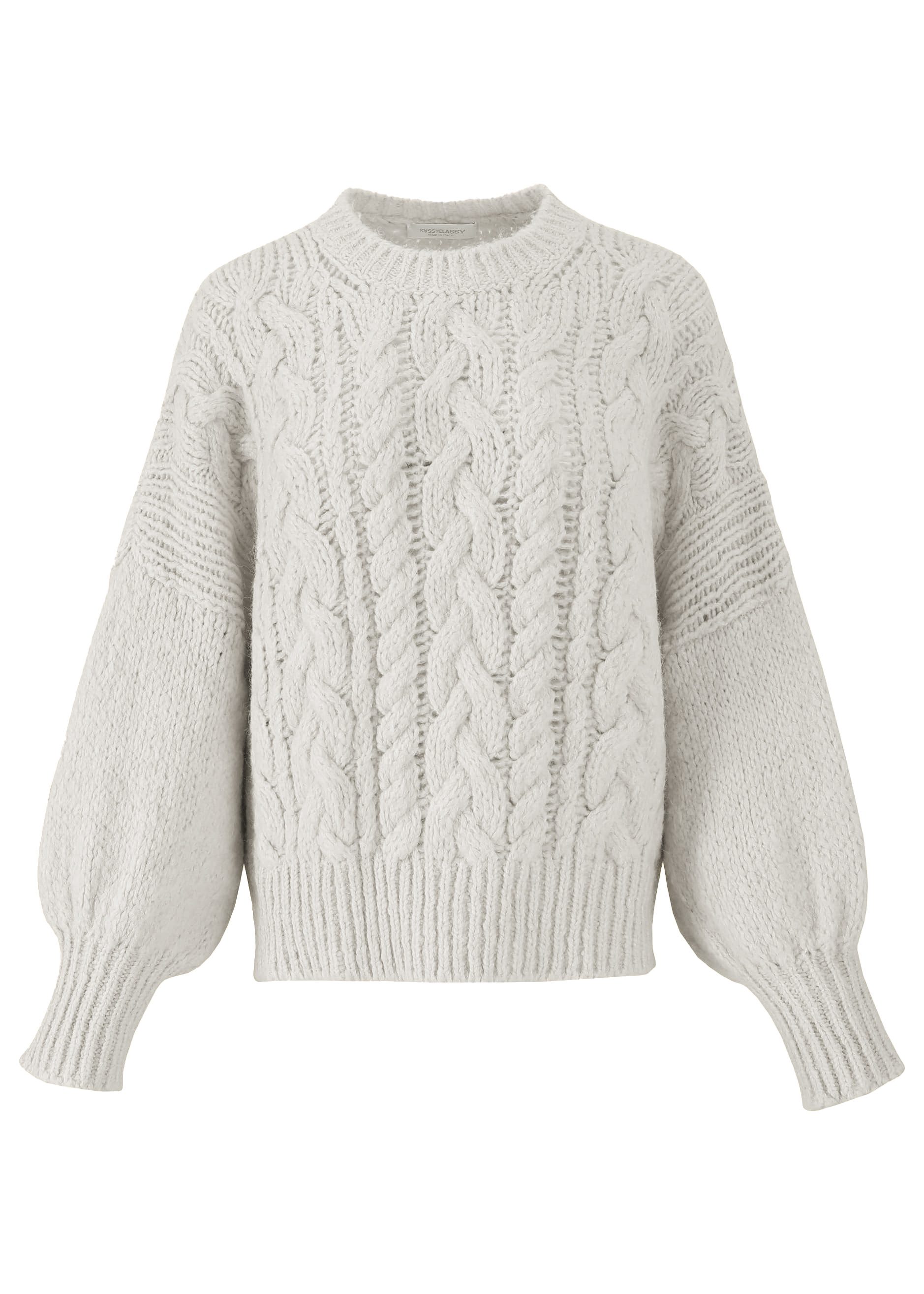 Grobstrick Pullover Damen Stricken Oversize Pullover Zopfmuster