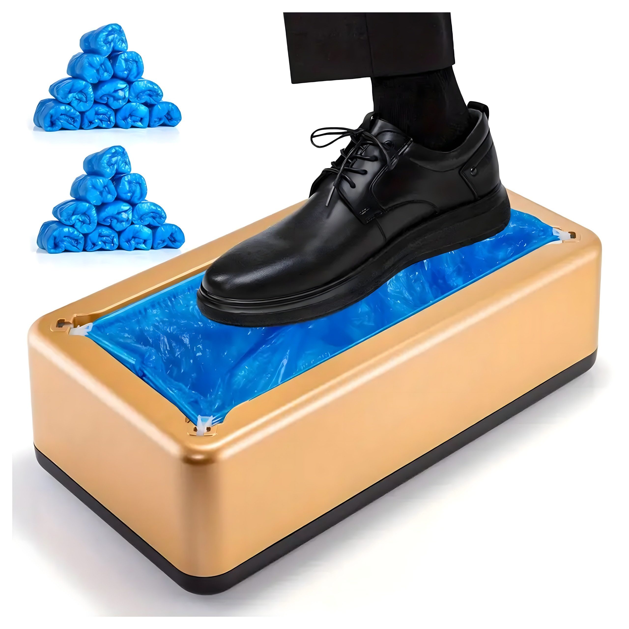 Realb2b Schuhschoner Automatischer Überschuhspender Schuhüberzüge Feeder mit 20 Beuteln, (Mechanischer Schuhüberzug-Spender für berührungslose Anwendung & Hygiene, 21-tlg., Hygienisches Überschuhspender inkl. 20 Beutel Krankenhäuser & Büros), Berührungsloser Überschuhspender, hygienisch & einfach zu bedienen
