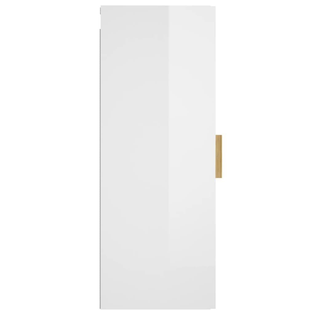 cm Hochglanz-Weiß Wandschrank 1-tlg. 34,5x34x90 vidaXL Holzwerkstoff, Regal