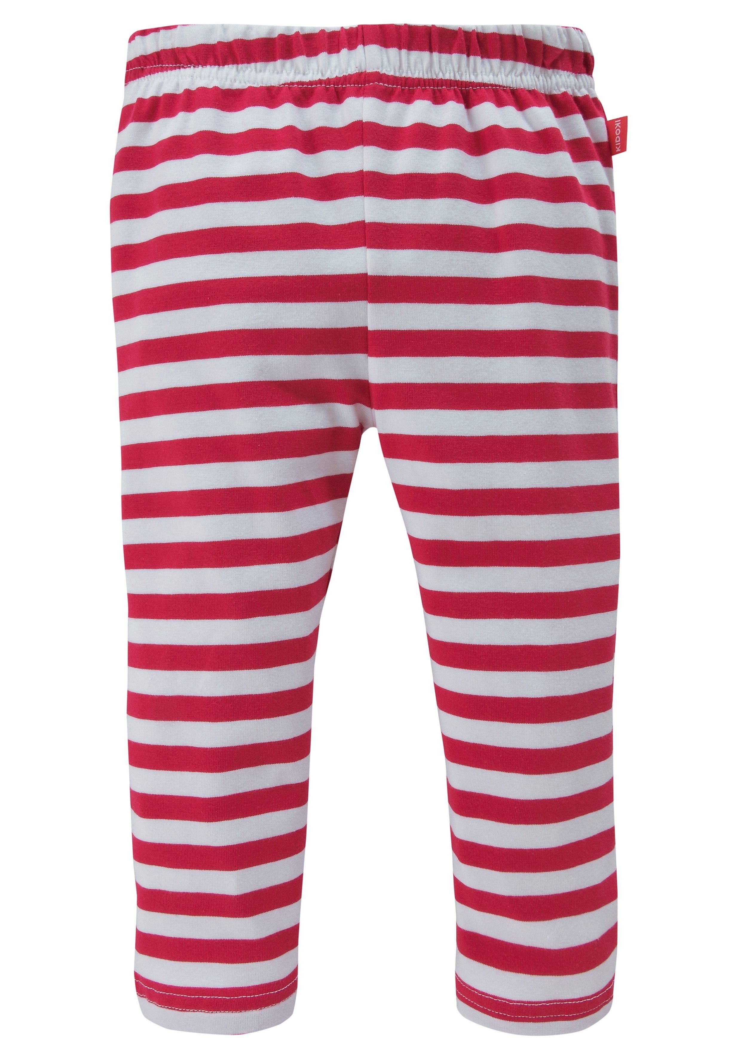 Capri rot-weiß geringelt Haarband 3-tlg) KIDSWORLD Haarband und (Set, & maritim Kleid, Leggings