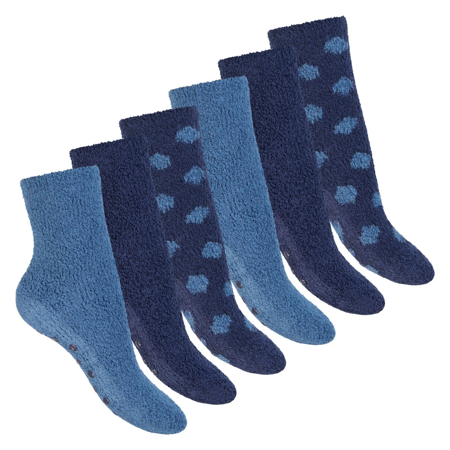 Footstar Kuschelsocken Plüschsocken für Damen & Herren Socken (6 Paar) Jeans