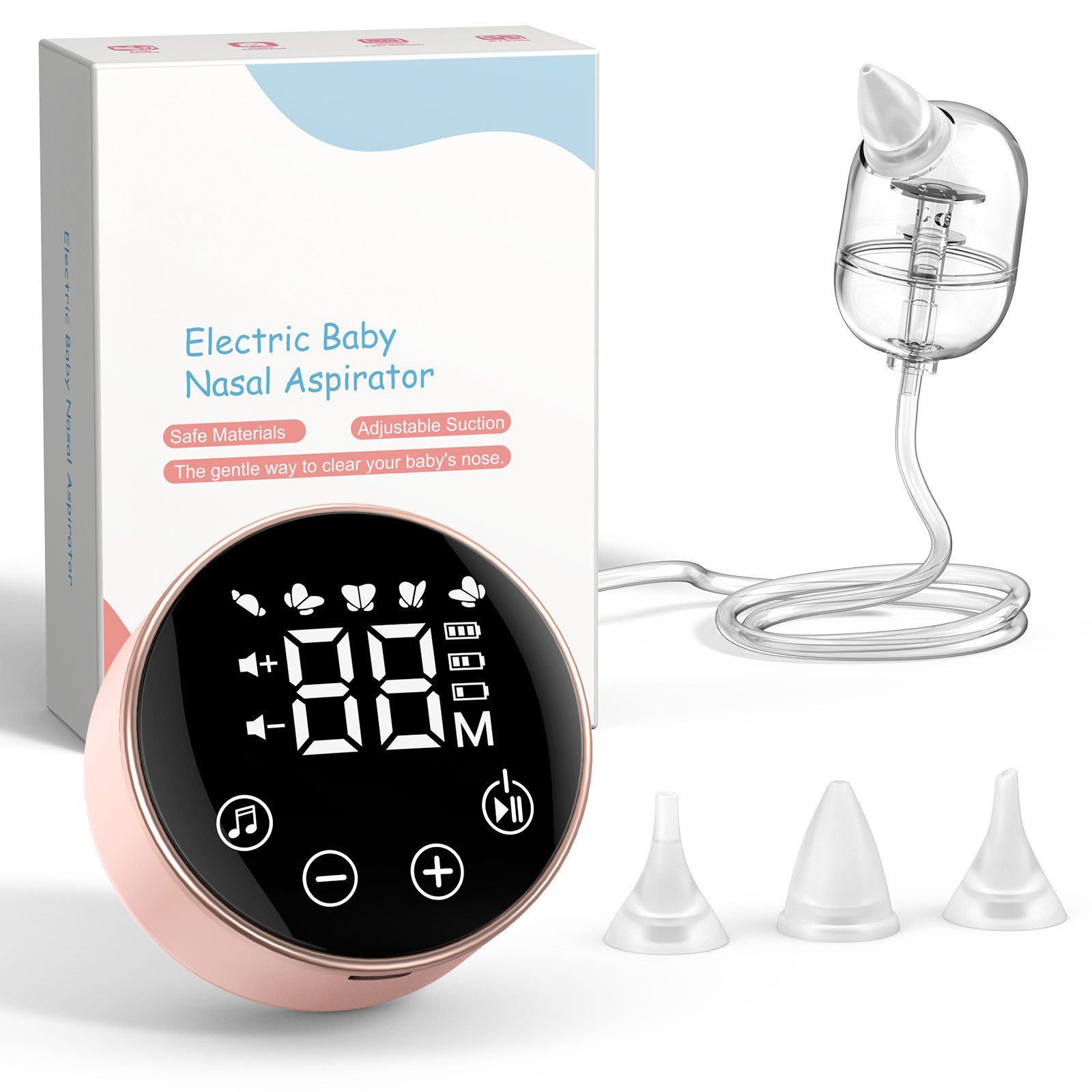 Luckice Nasensauger Elektrischer Nasensauger für Babys–9 Saugstufen,3 Aufsätze, BPA-frei, leise, mit Musikfunktion–Sanfte Nasenreinigung für Neugeborene & Kleinkinder