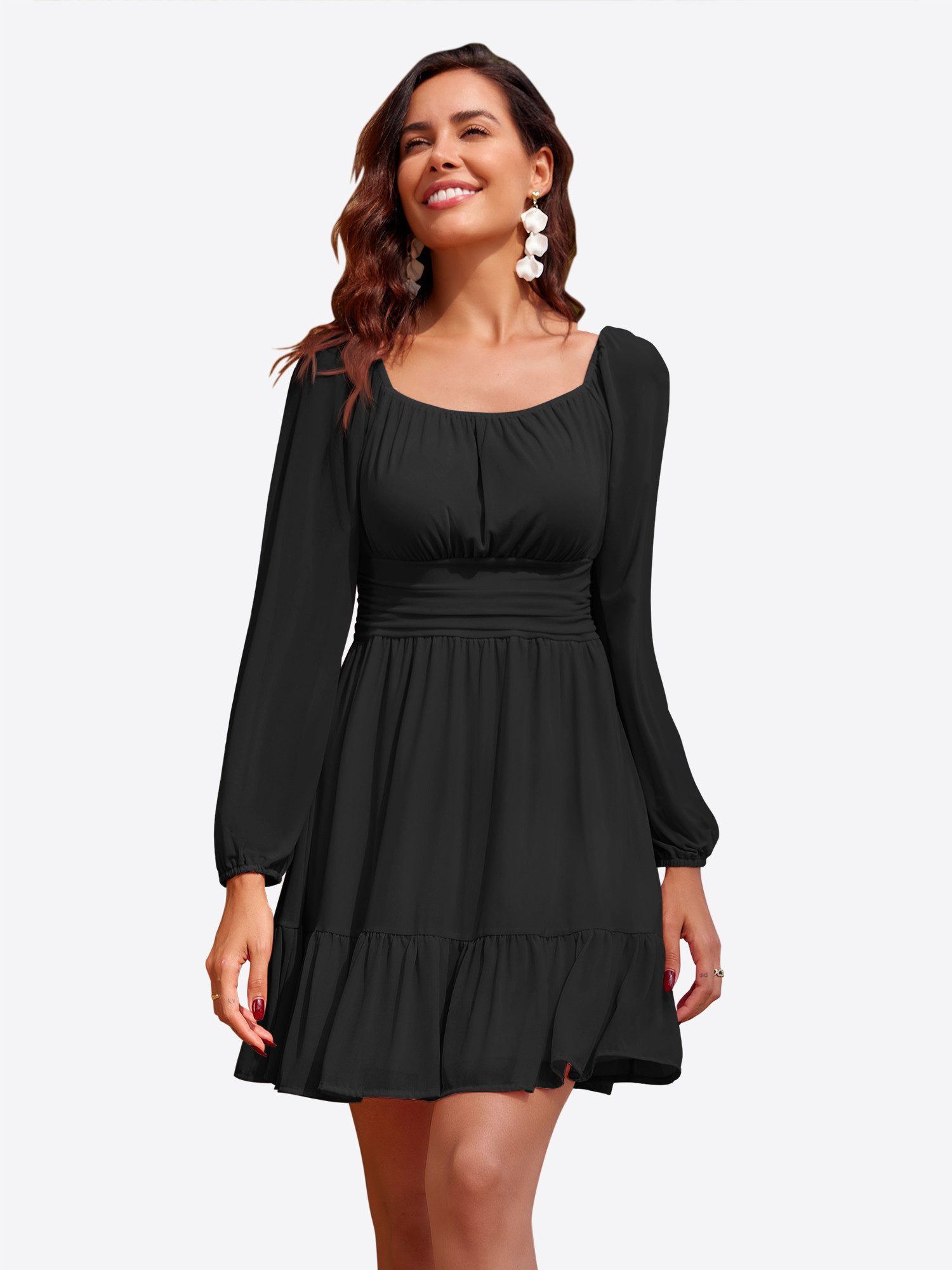 Imily Bela Partykleid Damen Lässiges Netzkleid mit langen Ärmeln (Packung, günstig online kaufen