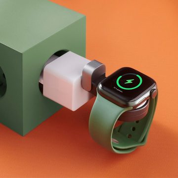 Hama Kabelloses Ladegerät für Apple Watch, mit USB-C Anschluss USB-Ladegerät (1-tlg., Wireless Charger, Magnetische Ausrichtung, Schnellladegerät)