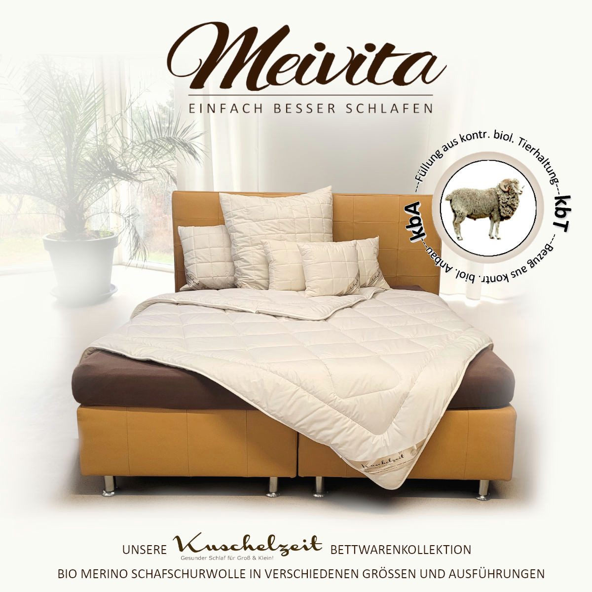 Meivita Naturhaarbettdecke Bio Merino Schafschurwolle Sommerdecke kbA und k günstig online kaufen
