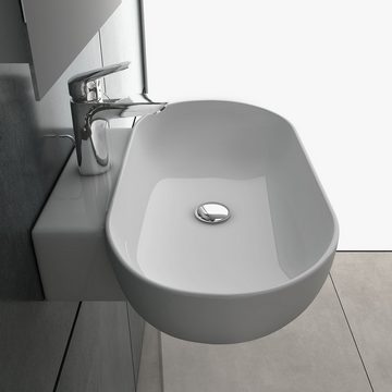 Alpenberger Waschbecken Ovaler Waschtisch in Weiß, hygienisch mit Nano Beschichtung (1-tlg., Keramik Handwaschbecken), Lotus Effekt, pflegeleicht, modernes Design