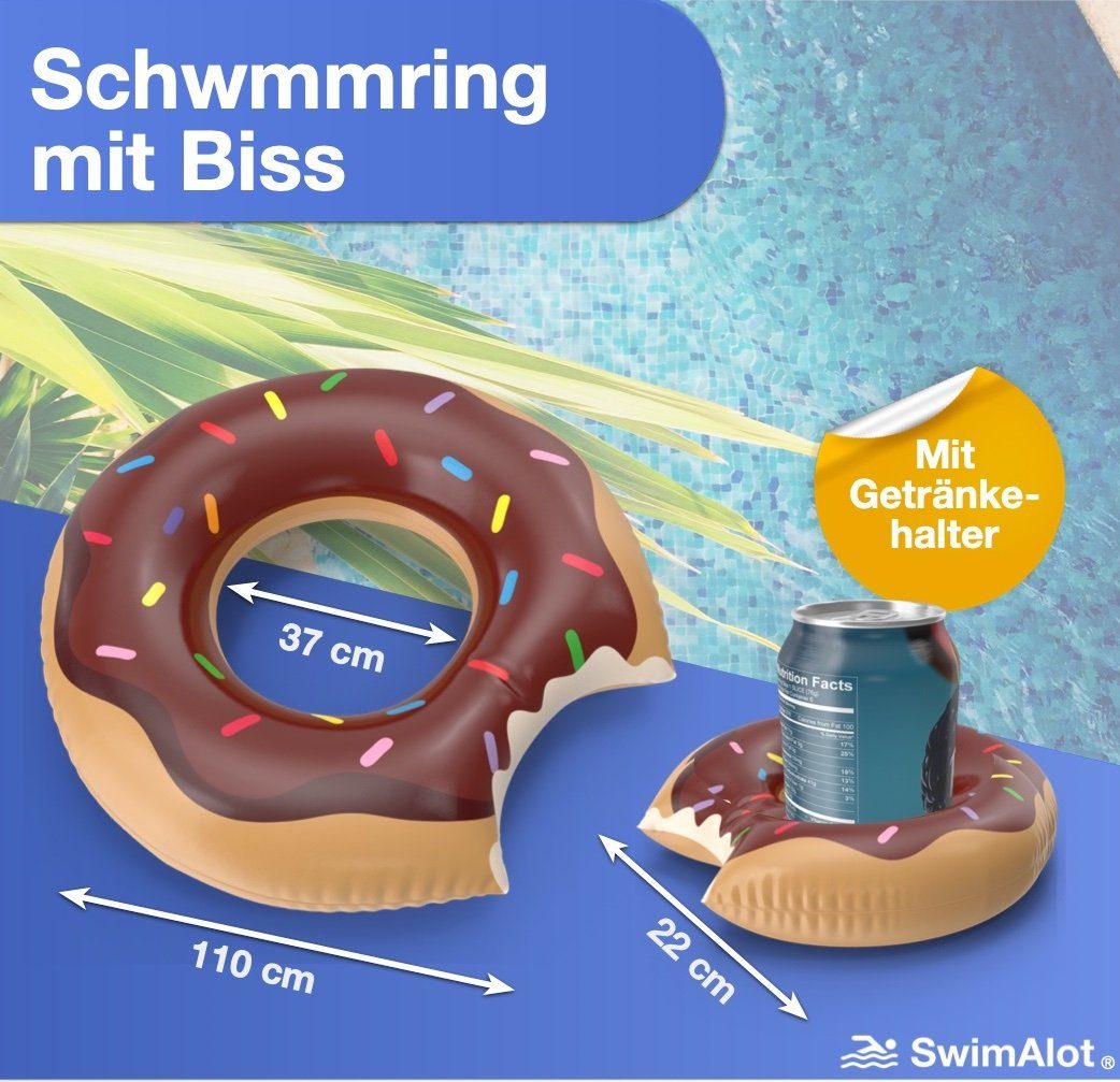 inkl. Schwimmring Schwimmring (1-tlg) Aufblasbarer SwimAlot® braun Getränkehalter Donut angebissener