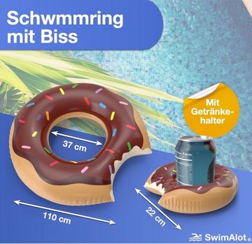 SwimAlot® Schwimmring Donut braun Schwimmreifen Luftmatratze - 110 cm - inkl. Getränkehalter (Donut Set, 1-tlg., Schwimmring + Getränkehalter), 110 cm
