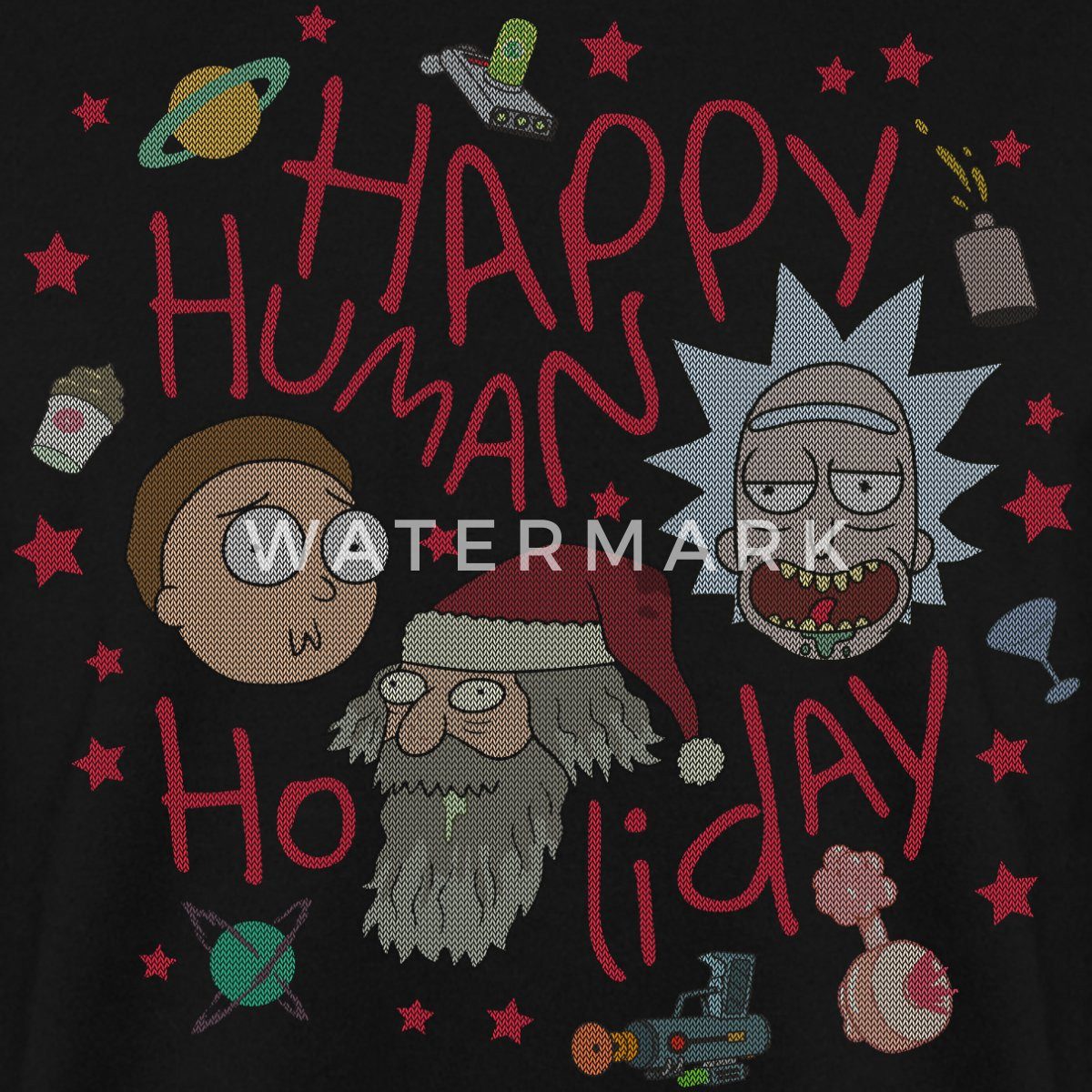 Spreadshirt Sweatshirt Rick and Morty Happy Human Holiday Ugly Christmas Un günstig online kaufen