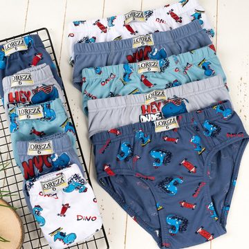 LOREZA Slip 10er Set Jungen Slips - Dinosaurier - Bunt (Set, 10-St)