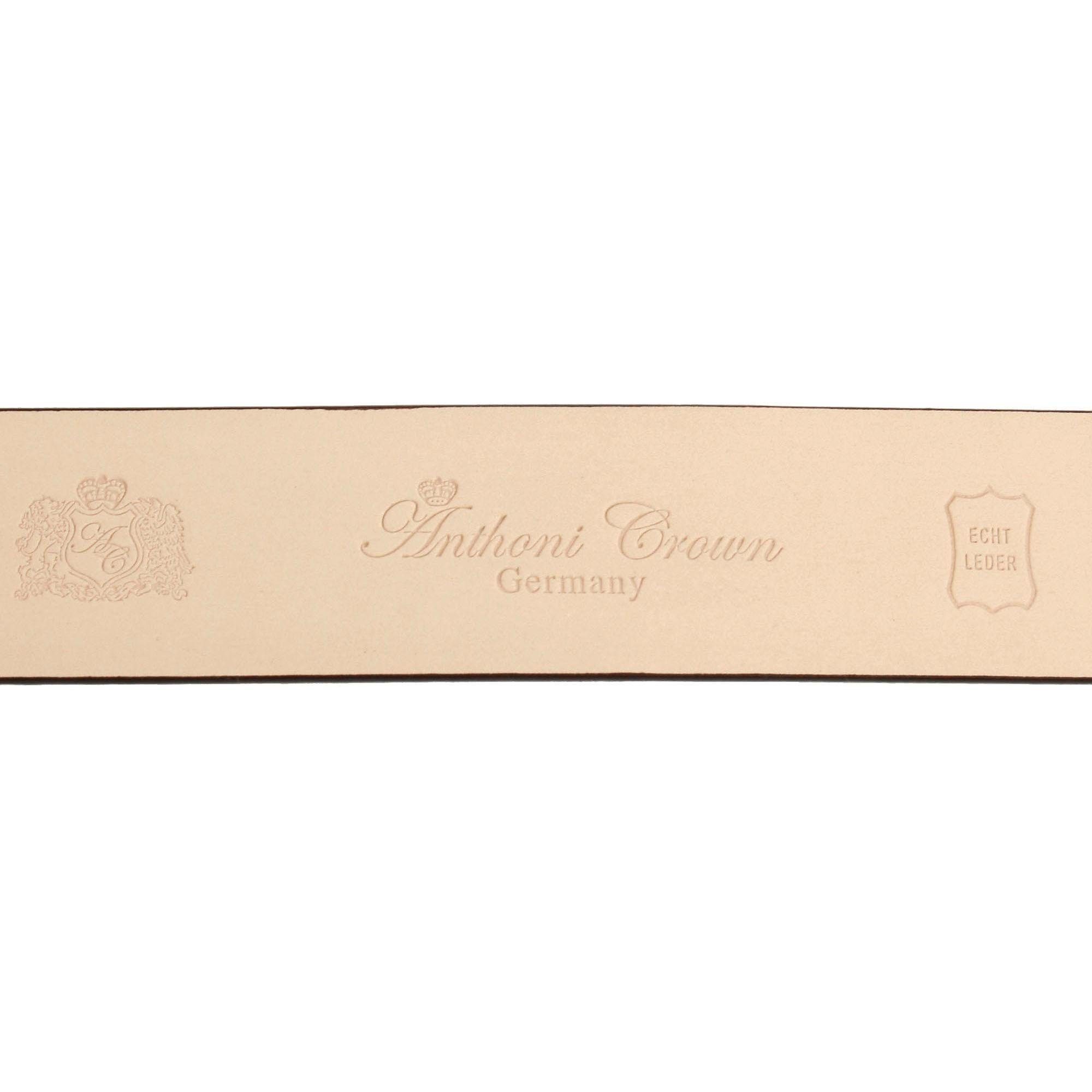Crown Anthoni Automatik-Schließe cognac Handgenähter Gürtel Ledergürtel mit stilvoller