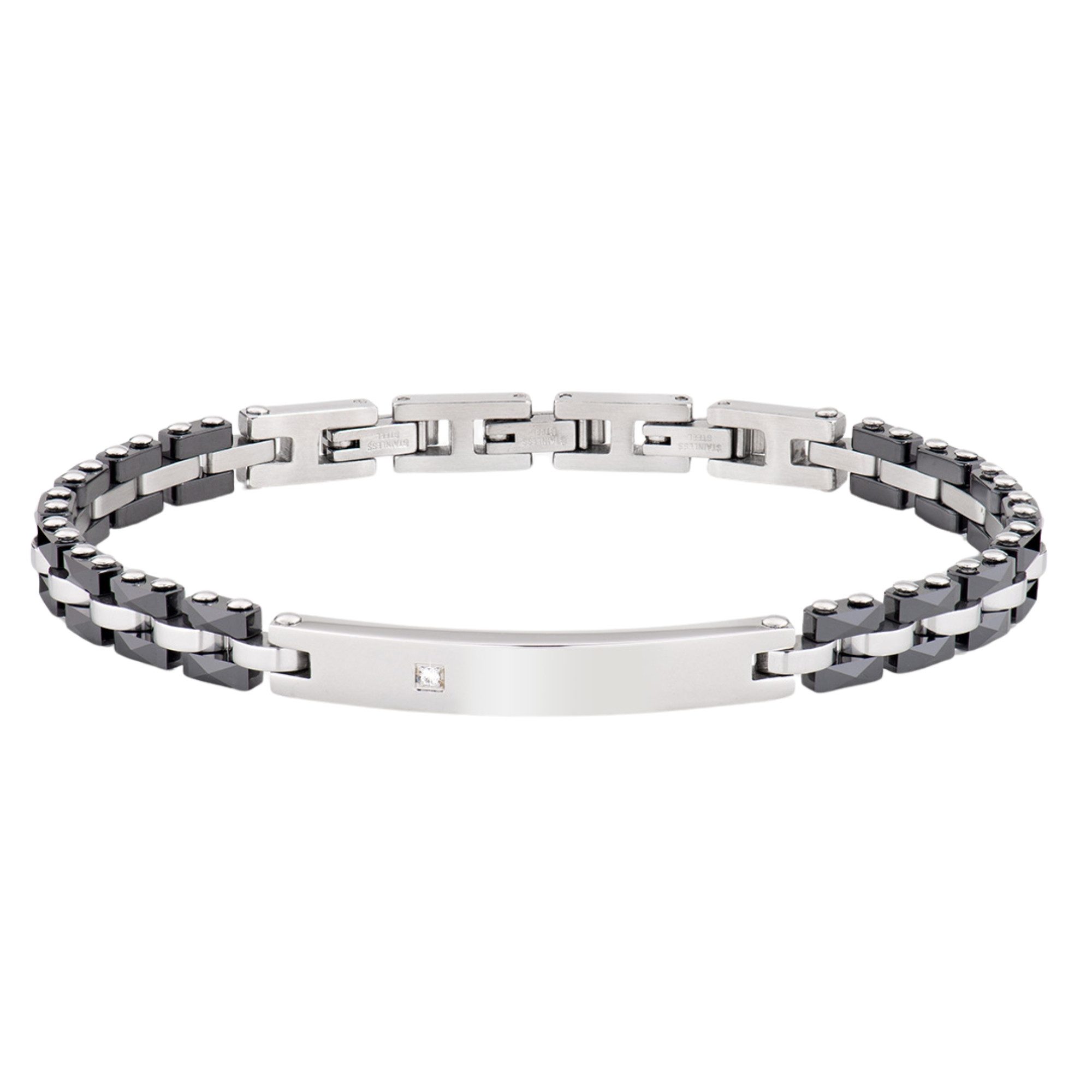 Amen Armband Armband Edelstahl black ceramic white diamond, black ceramic white diamond