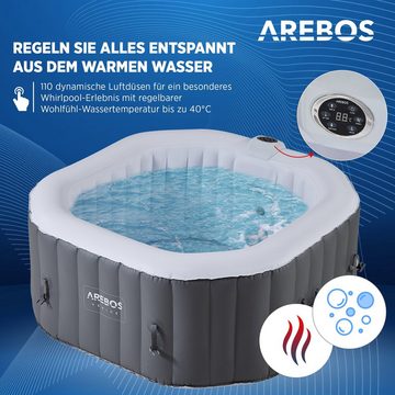 Arebos Whirlpool Aufblasbar, In- & Outdoor, 154x154 cm, 4 Personen, (Set, Set)