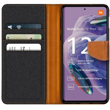 CoolGadget Handyhülle Denim Schutzhülle Flip Case für Xiaomi Redmi Note 12 Pro+ 5G 6,67 Zoll, Book Cover Tasche Jeans Hülle für Redmi Note 12 Pro Plus 5G Klapphülle