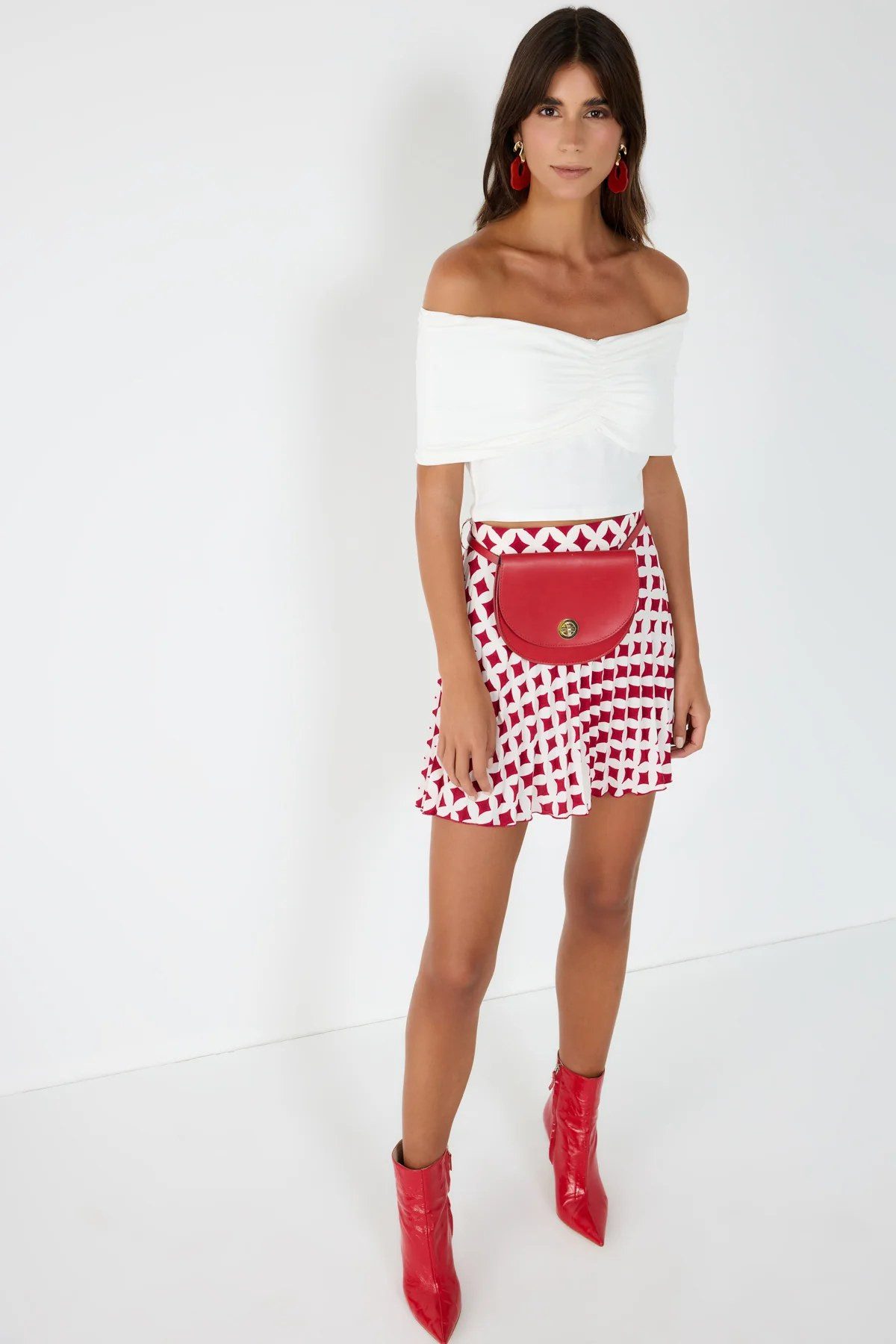 No Matter What T-Shirt Bluse mit U-Boot-Ausschnitt und geraffter Vorderseite