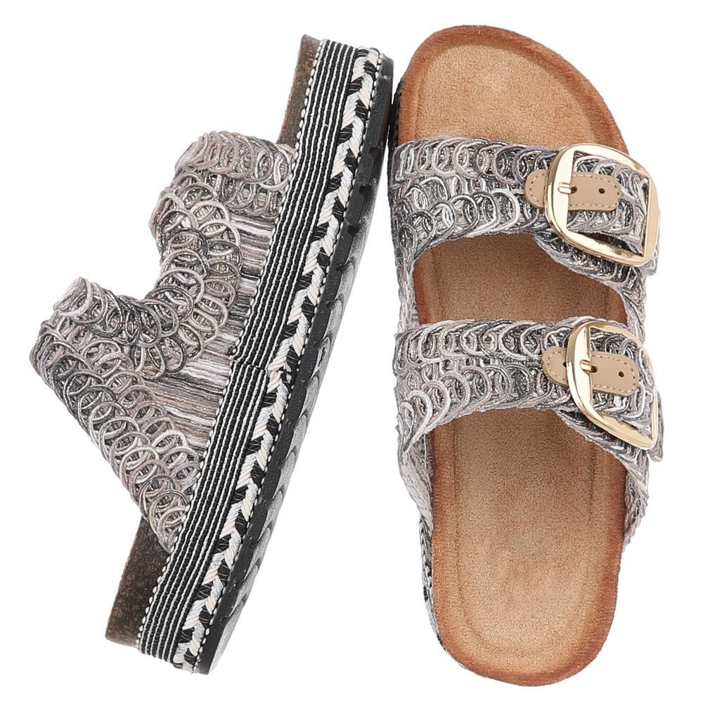 Ital-Design Elegante Sandalen mit Komfort und stilvollen Riemen Plateausandaletten (91512145) Flach Pantoletten in Schwarz