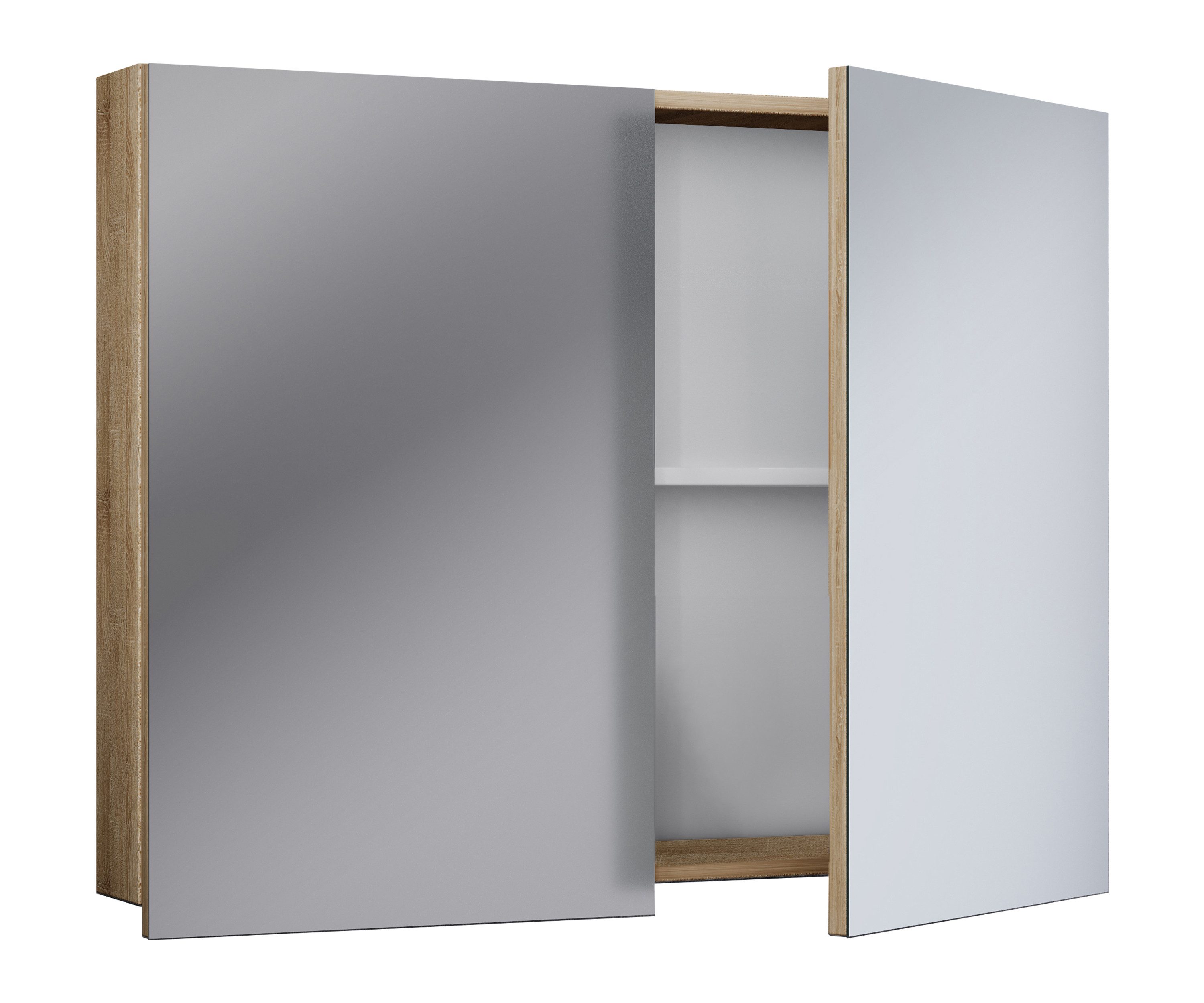 VCM Spiegelschrank Hängeschrank Badezimmer Badinos H. 59 x B. 60 x T. Badschrank zeitlos, Zwei Drehtüren, Wandspiegel