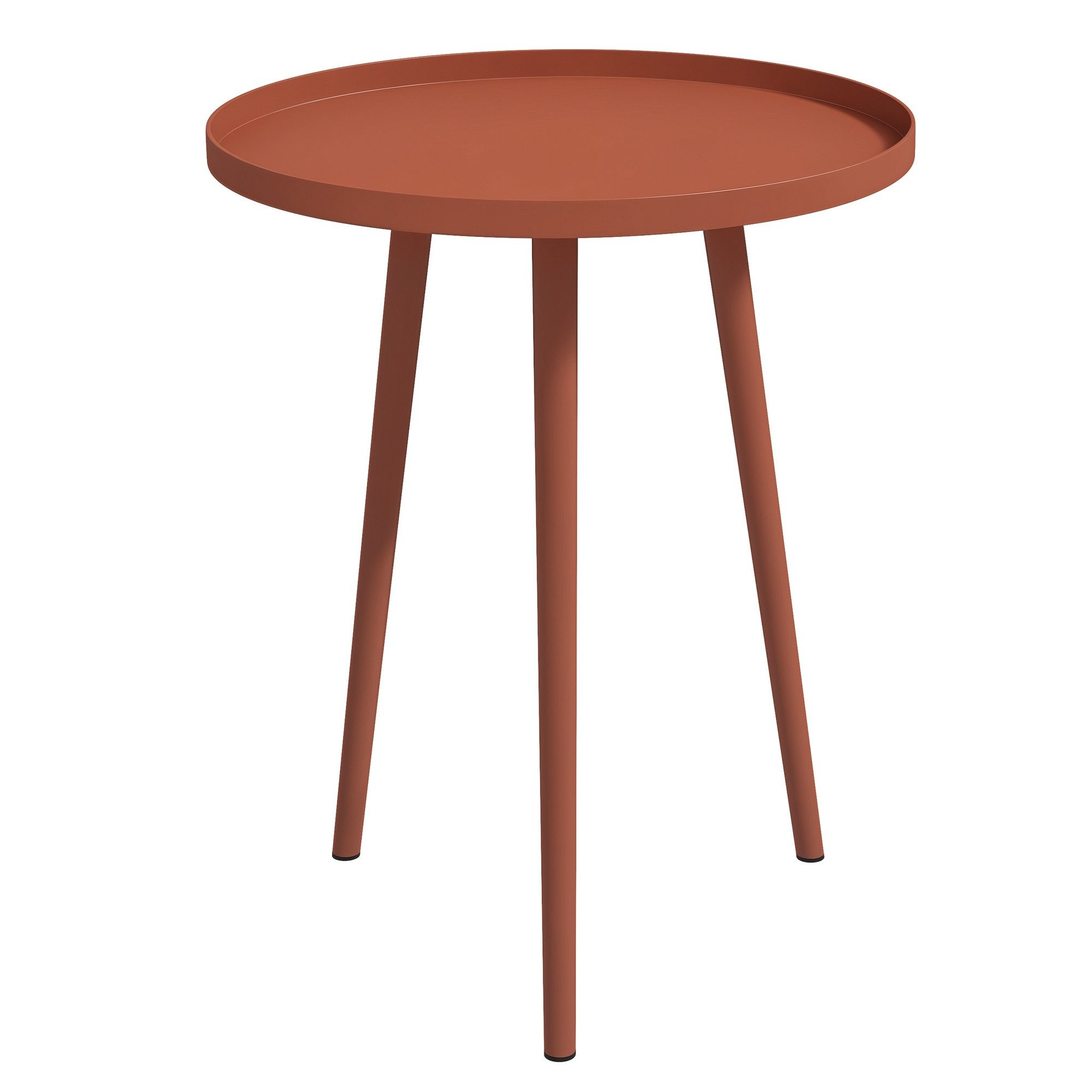 Outsunny Gartentisch wetterfest, mit erhöhtem Rand, aus Stahl, rund (Balkontisch, 1-St., Beistelltisch Garten), 20kg belastbar, Ø40x50H cm, für Outdoor Indoor Balkon Terrasse Rot