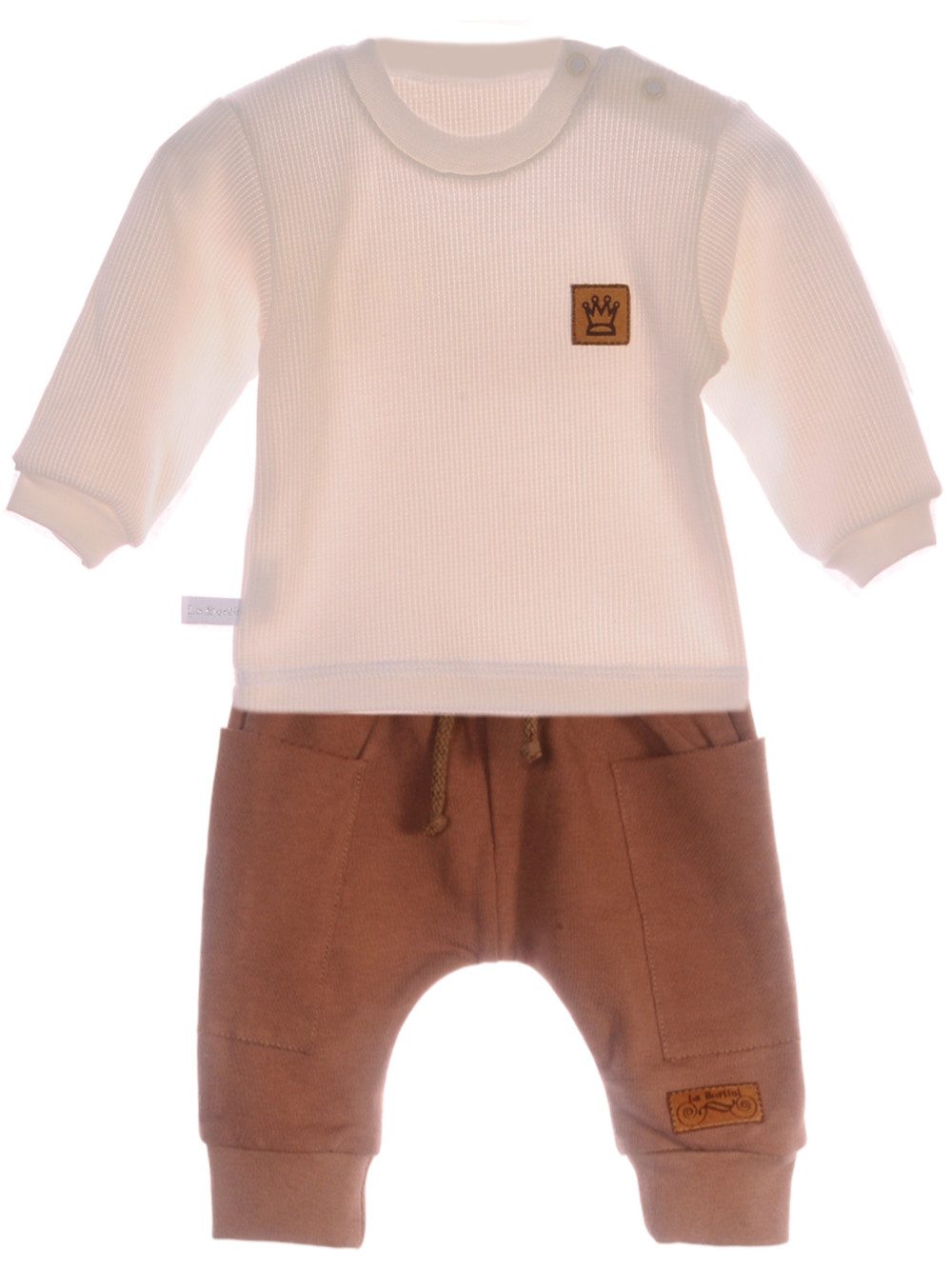 La Bortini Langarmshirt & Hose Baby Anzug in creme beige Shirt Schlupfhose Erstlingsset Erstlingsset, 50 56 62 68 74 80 86 92 98 104