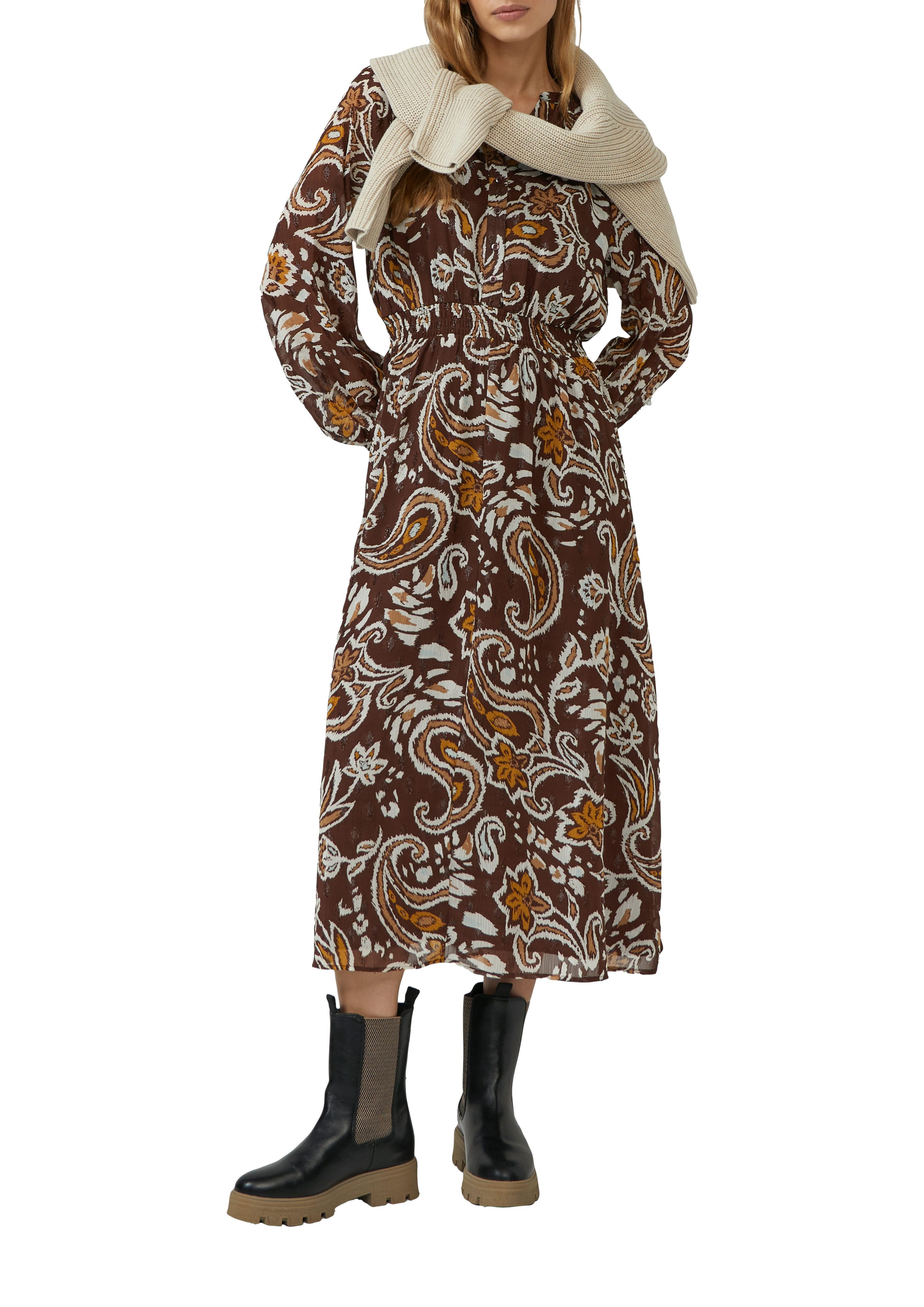s.Oliver Chiffonkleid mit Effektgarn im Relaxed Fit