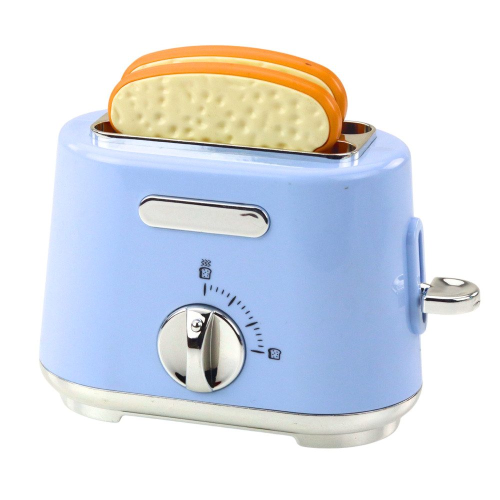 LEAN TOYS Kinder-Toaster Spielküchentoaster Brotröster Rollenspielzeug, (Spar-Set, 1-tlg., 16 x 8 x 11 cm leicht), Toast-Auswurf, 2 Toastscheiben, Rollenspiel